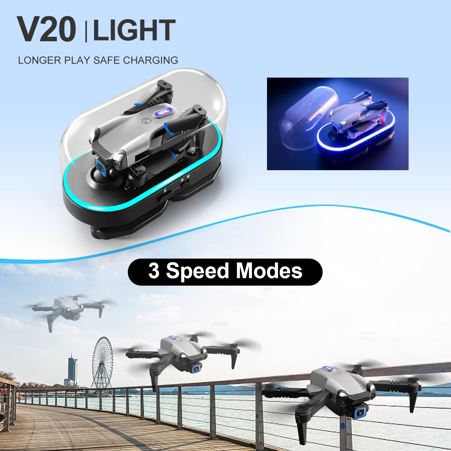 V20 RC Drone WIFI FPV 6K HD Dual Camera Gesture Photo Foldable Quadcopter 2 Battery,Suitable For Beginners.Logistics Is Randomly Sent By UPS, USPS,UNI,GOFO. photo 7