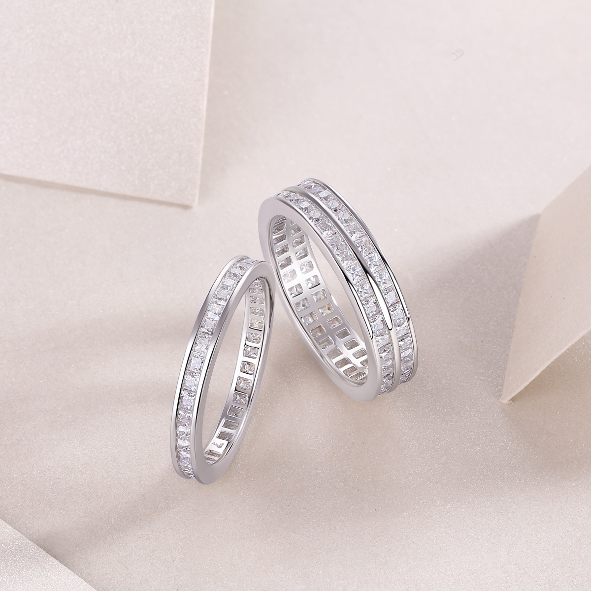 S925 Silver 3.9g Platinum Plated Moissanite Eternity Ring, 108 Pcs D VVS1 Stackable Band, GRA Certified US 5-9 photo 5