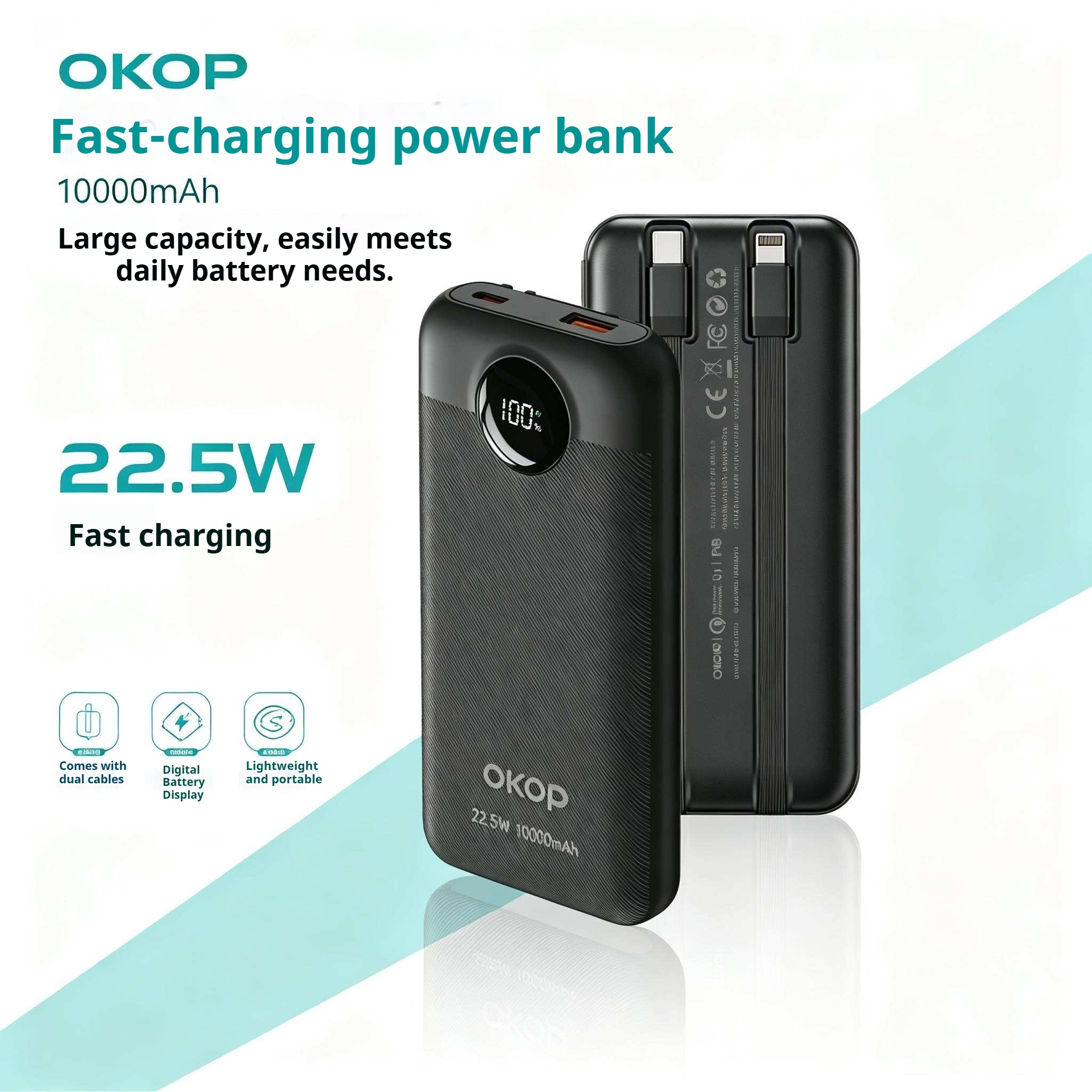 KP-728 Best-selling 10,000mAh High-capacity Power Bank With Digital Display Lightweight Portable And In-stock At The Factory photo 5