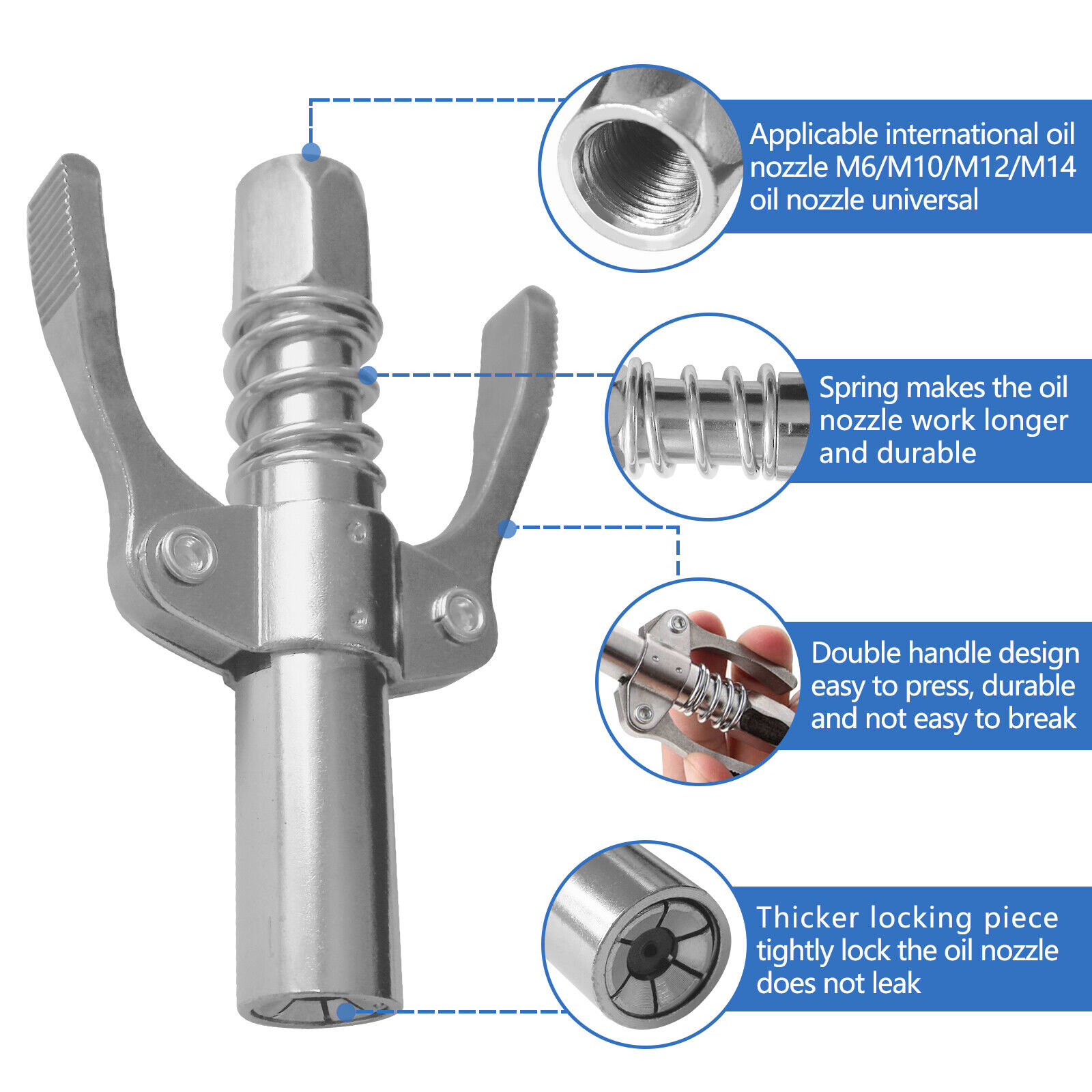 Grease Gun Coupler High Pressure Quick Release Lock Nozzles W&Hose For 1&8in NPT photo 7