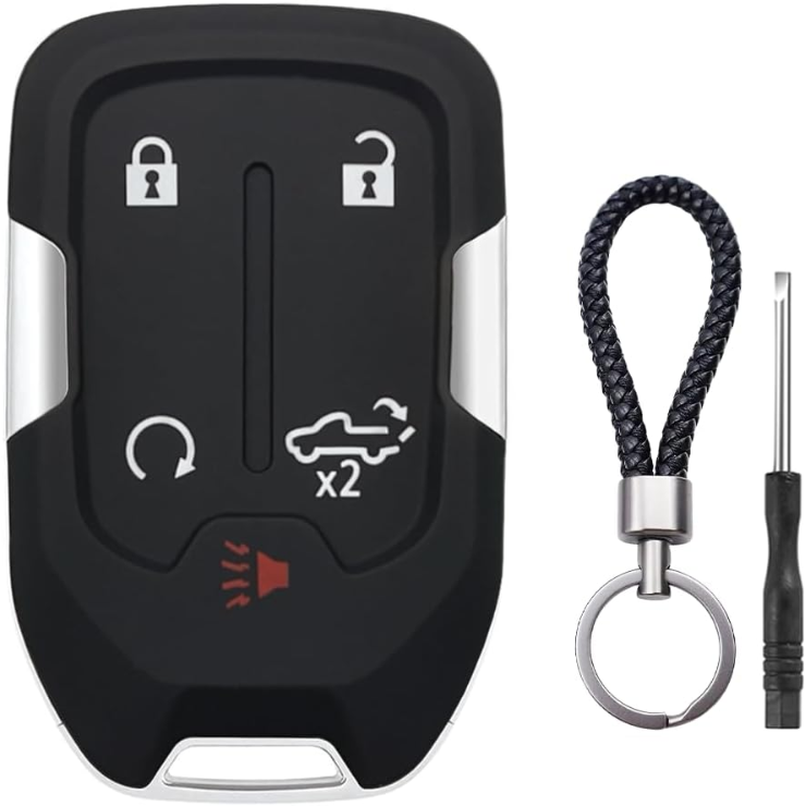 Key Fob Shell Case Replacement Fits For Chevy Silverado GMC Sierra 1500 2500HD 3500HD 5 Button Keyless Entry Remote Control Smart Car Key Fob Cover photo 1