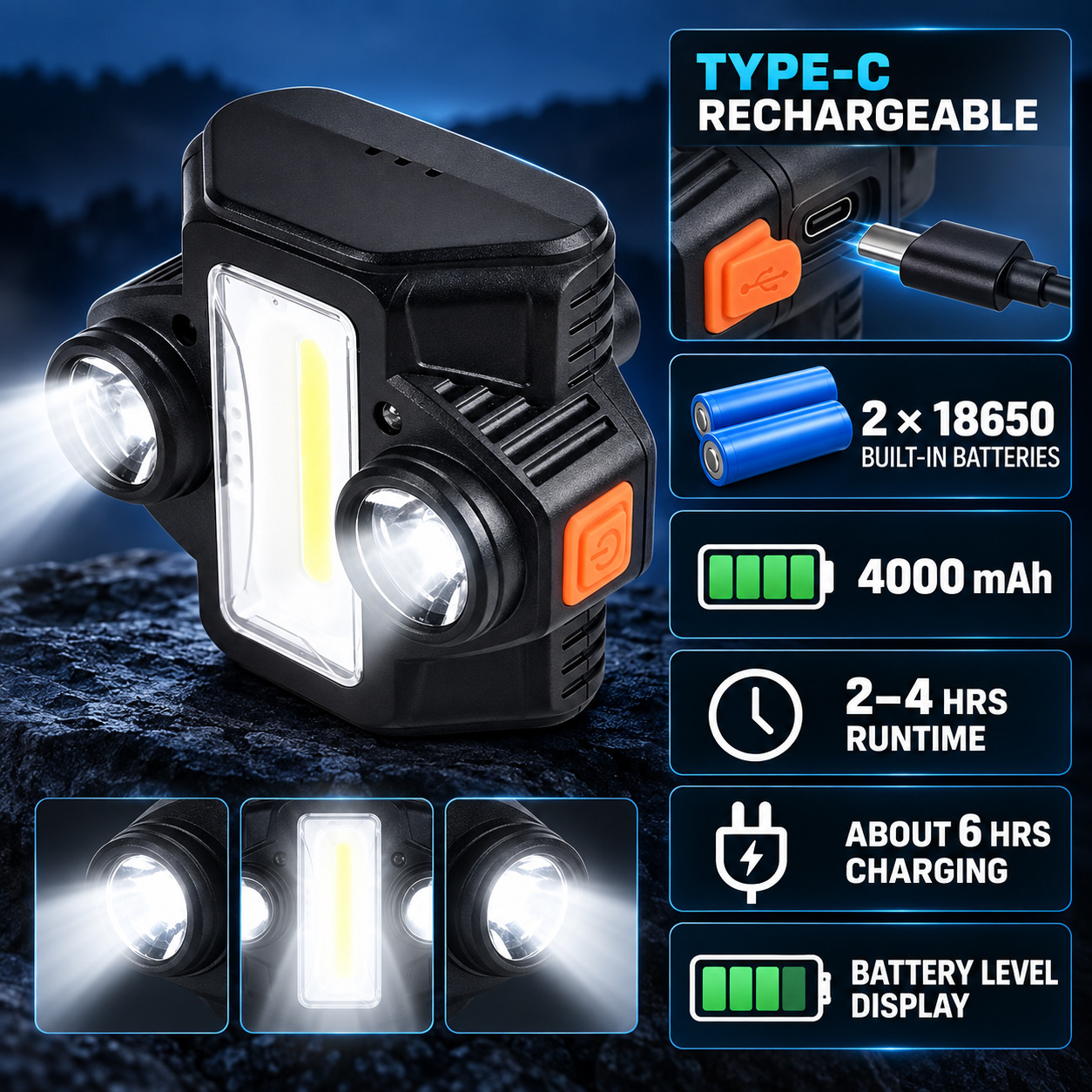 Rechargeable Motion Sensor Magnetic Battery Display LED Work Light 10W Hanging Hook W661 4 Hour photo 2