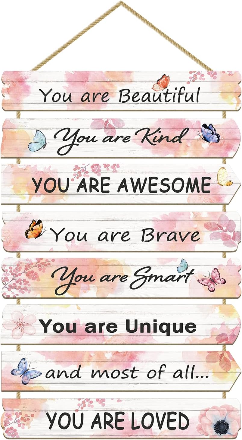 Girls Butterfly Wall Decor, Pink Inspirational Wall Art For Kids Bedroom, Nursery, Toddler Room And Home Decor photo 1