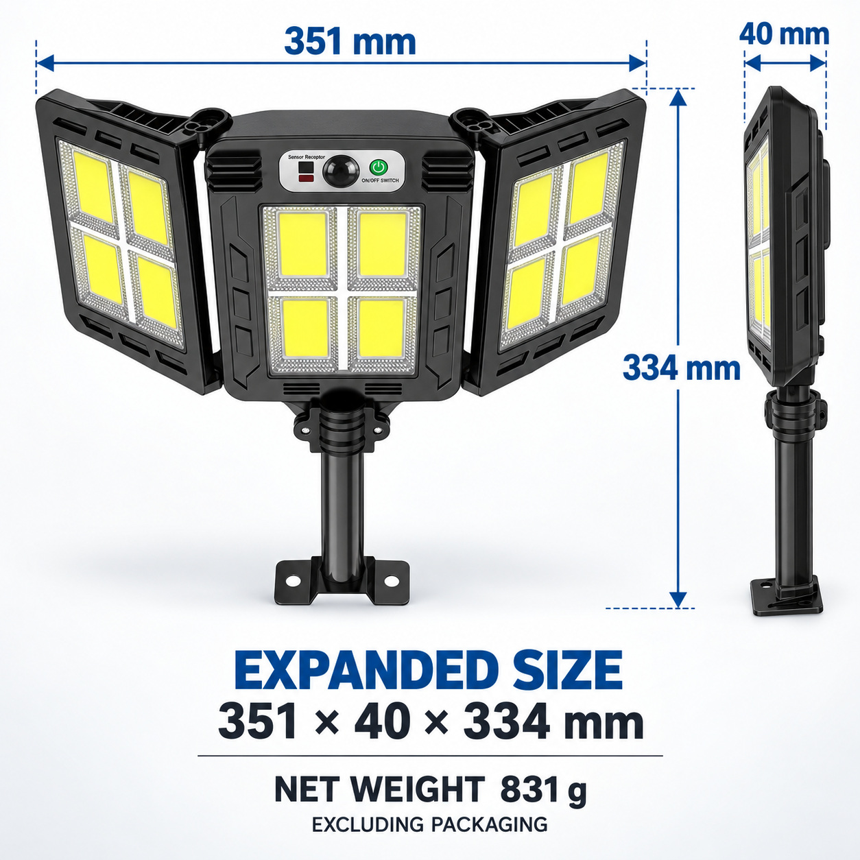 Solar Powered Rechargeable Motion Sensor COB LED Work Light 3000mAh For Auto W786 4 Battery photo 7