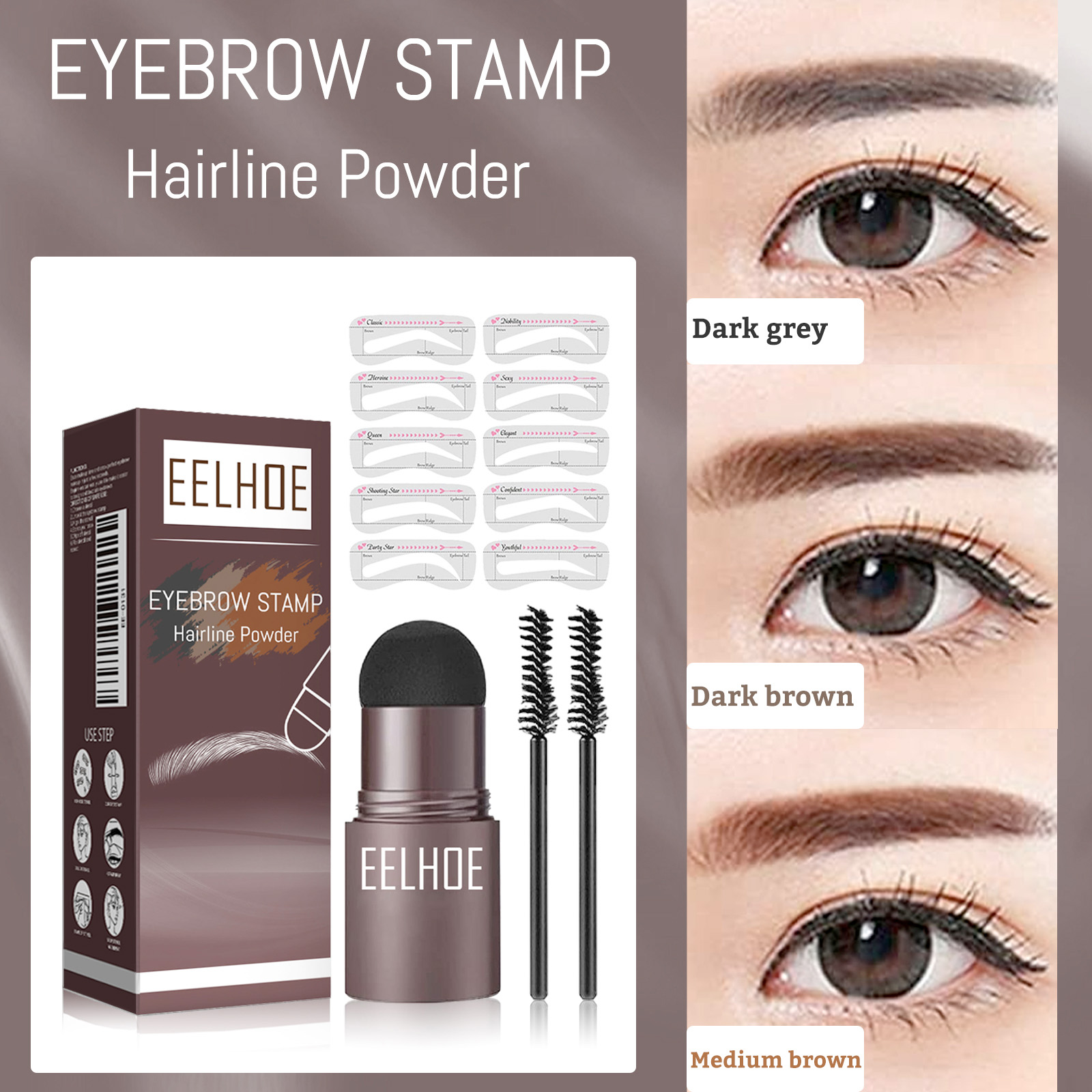 Eyebrow Print Powder 2g Medium Brown Set 1Box photo 4