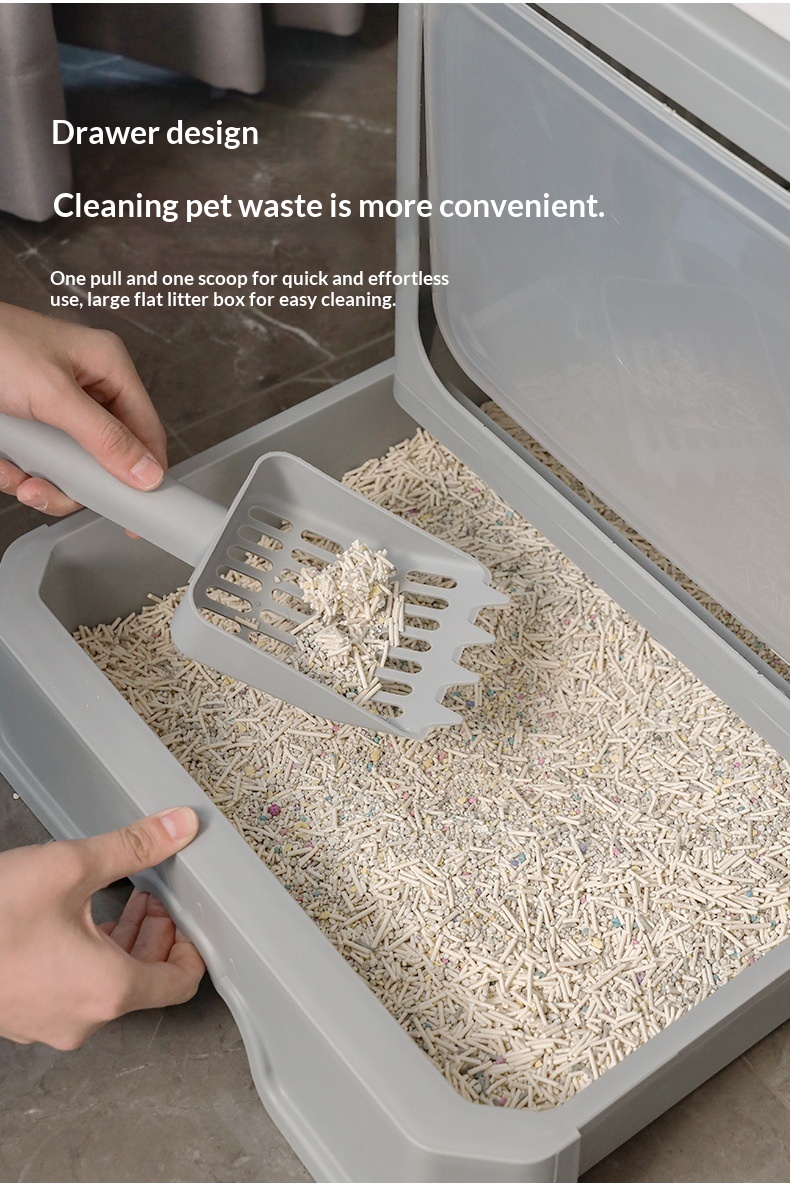 Extra-large Fully Enclosed Drawer-Type Foldable Cat Litter Box photo 6