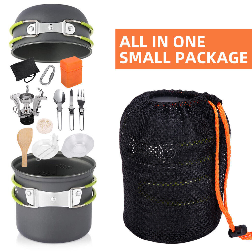 Outdoor Portable Camping Cookware Set Hiking Cooking Pot Gas Stove Tableware Kit photo 1