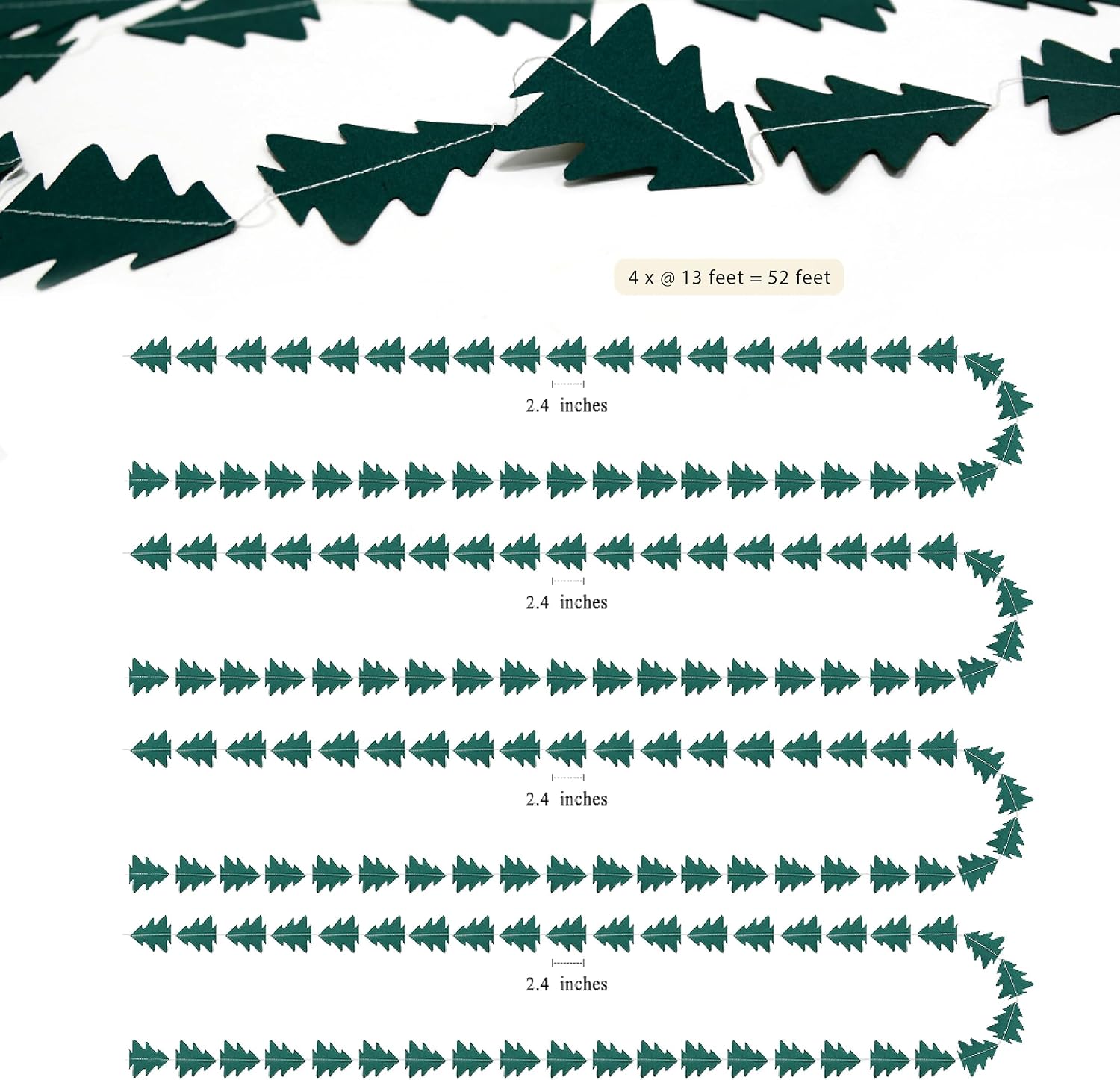 Dark Green Pine Tree Garland, Woodland Camping Party Decorations For Baby Shower, Birthday, Classroom And Photo Backdrop Decor photo 3