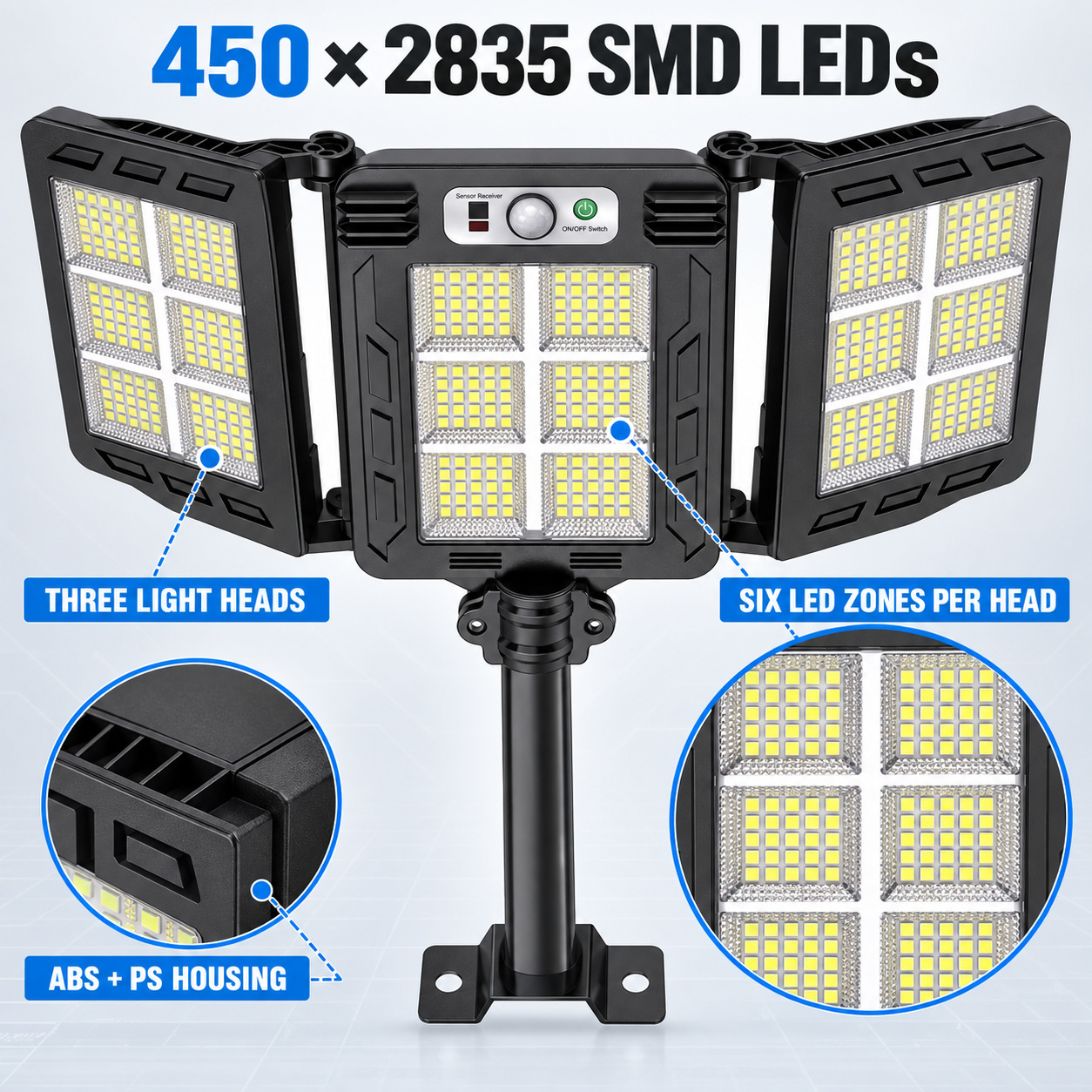 Solar Powered Rechargeable Motion Sensor LED Work Light 3000mAh For Auto W785 6 2 Hour photo 4