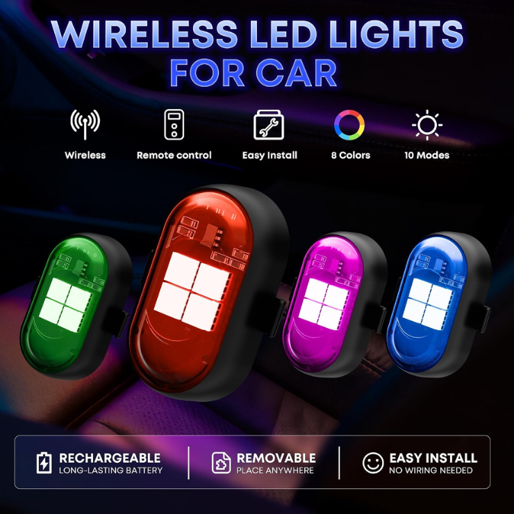 Wireless LED Lights For Car, Rechargeable Interior Car Lights photo 3