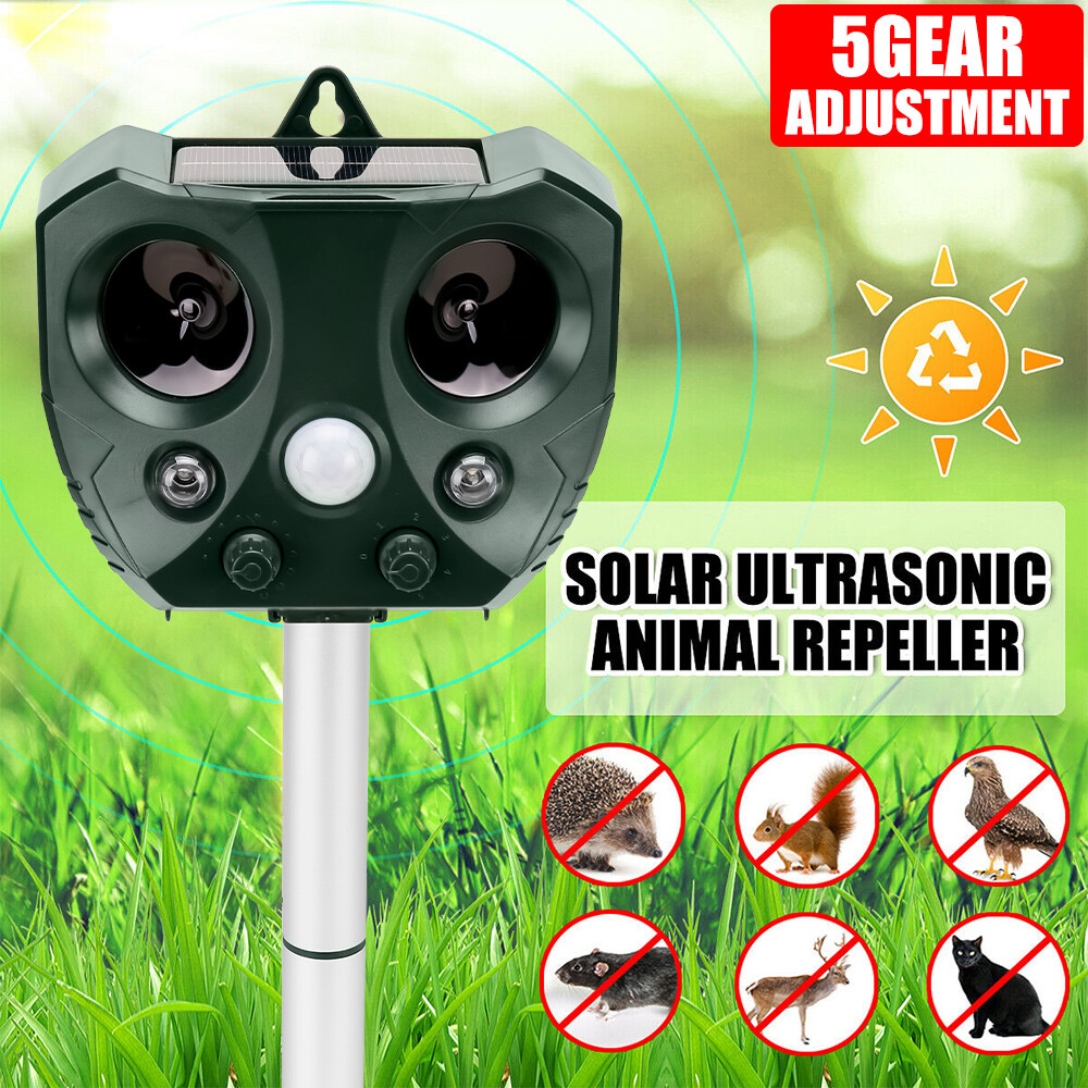 Solar Ultrasonic Bird Repeller Motion Sensor Animal & Pets Rat Possum Repellent photo 1