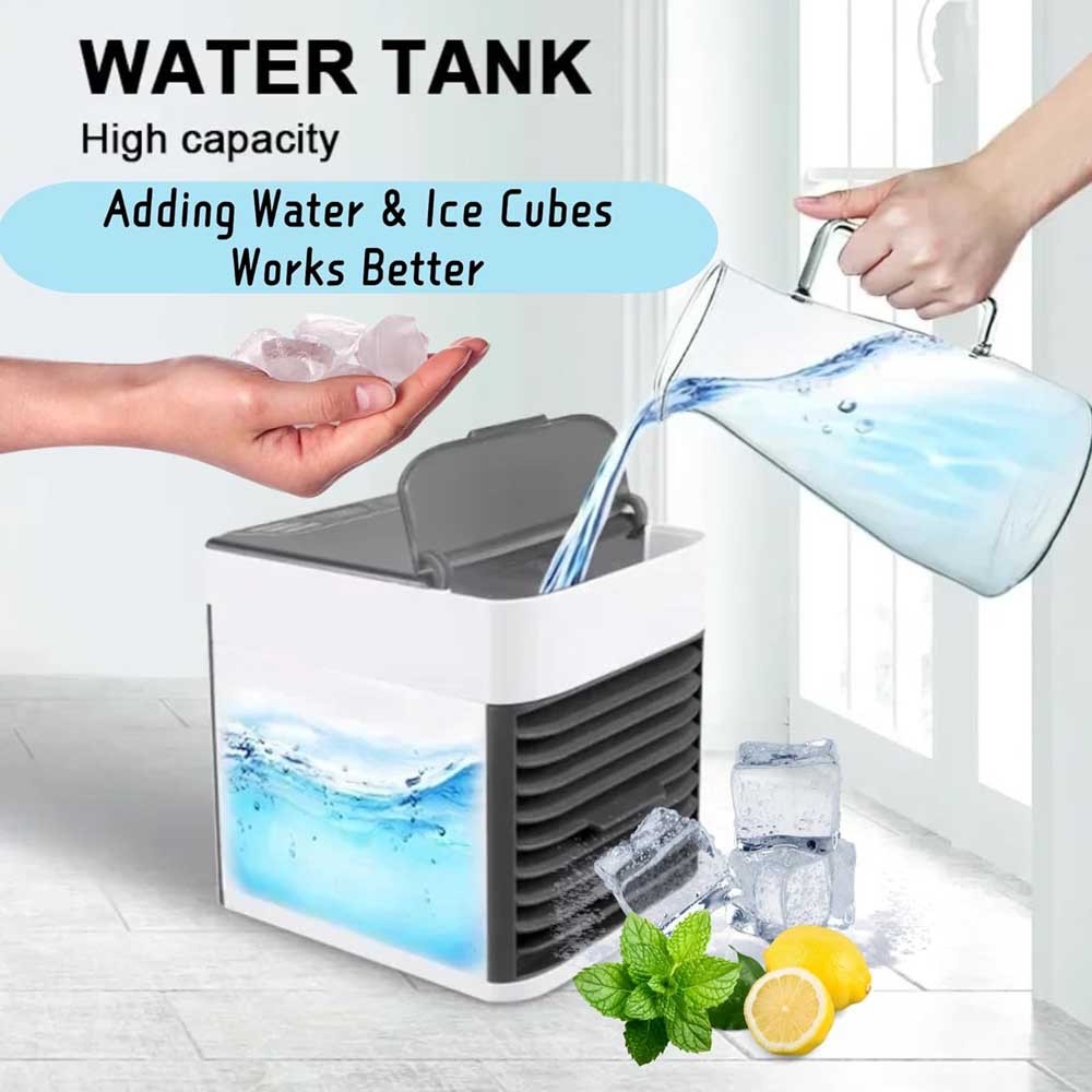 Desktop Air Cooler Fan Air Conditioner Cooling Humidifier USB Fan Night Light photo 2