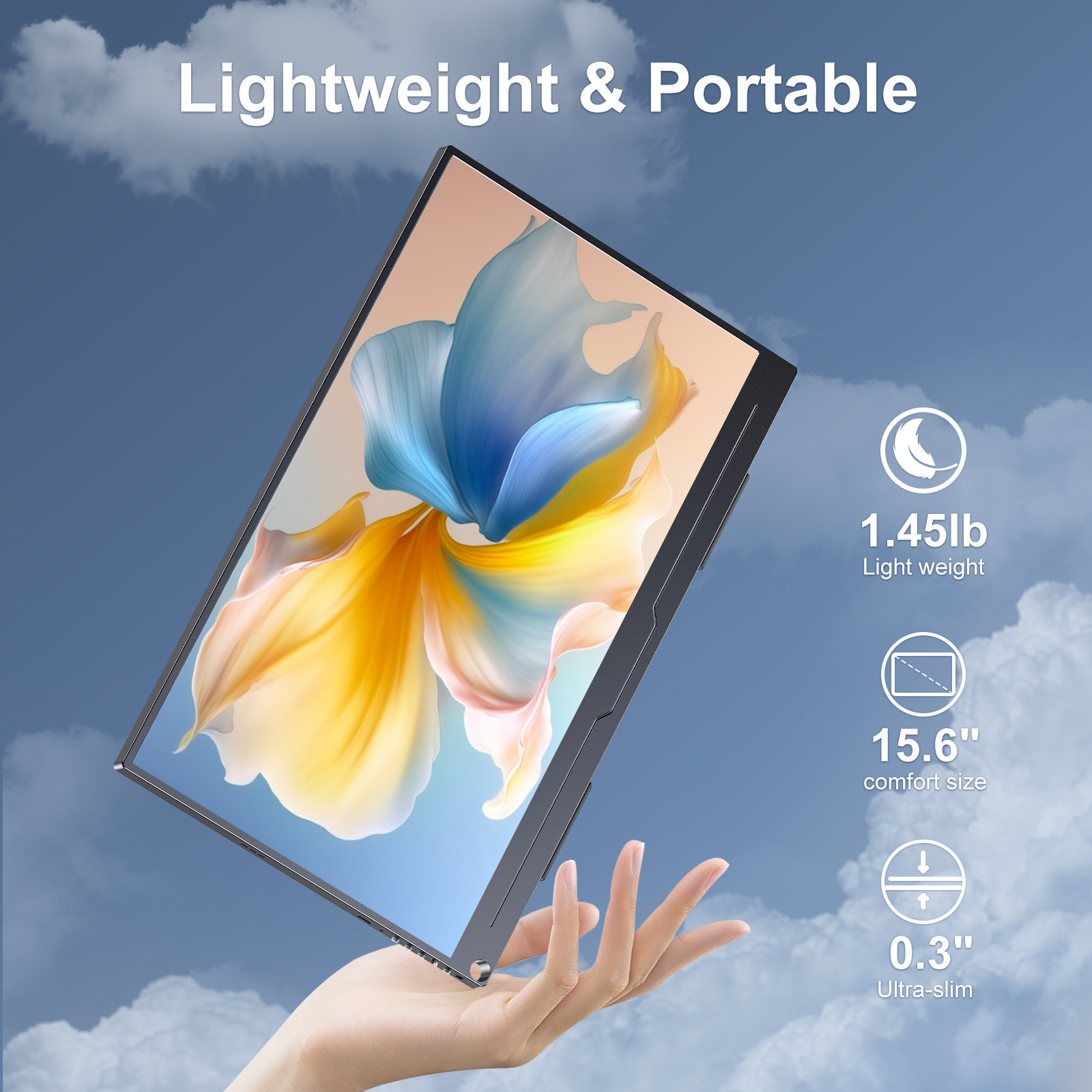 UPERFECT 15.6 Inch HDR IPS Portable Monitor, 1080P FHD USB-C HDMI, Dual Speaker Travel Screen, VESA Compatible, For Laptop PC Phone photo 7