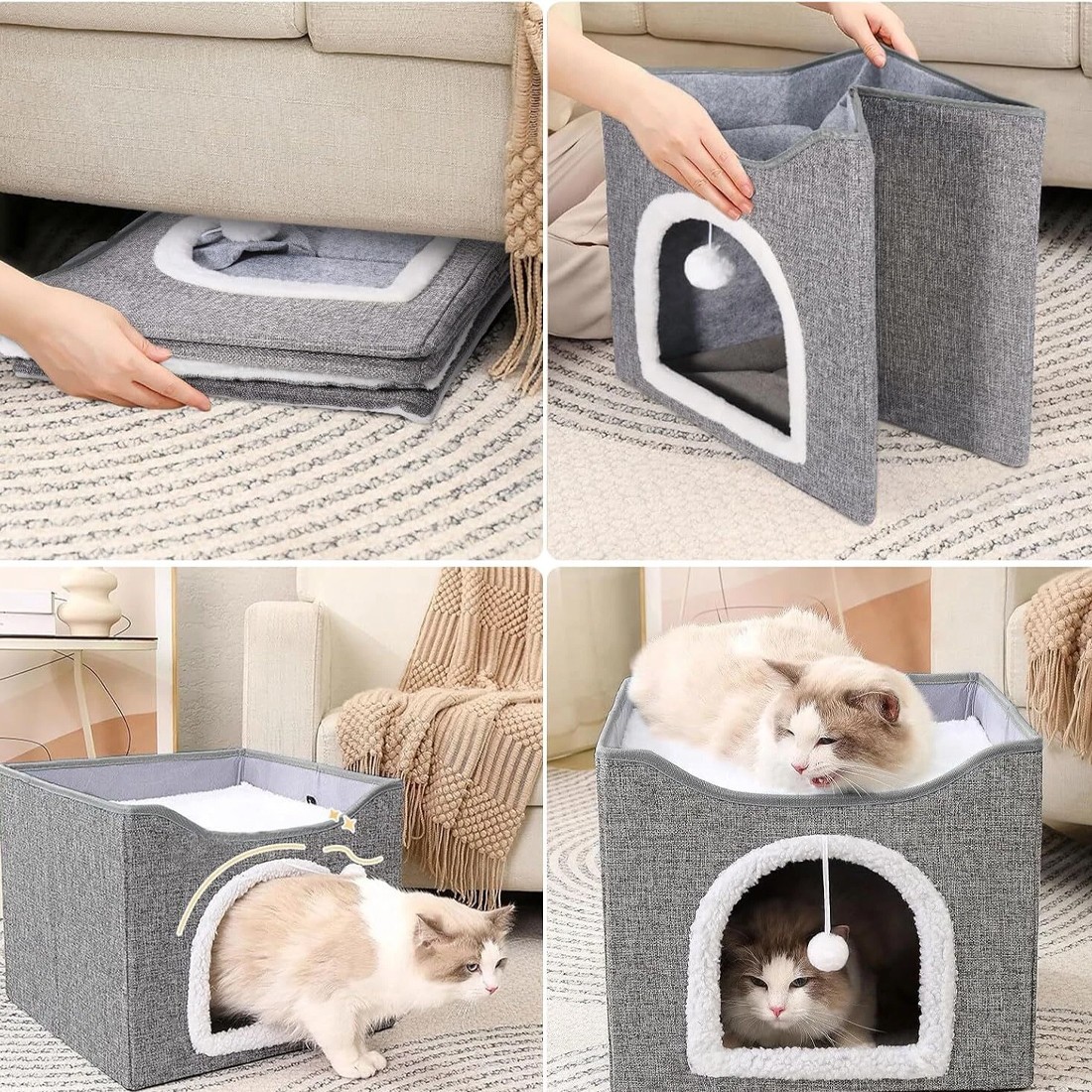 Pet Foldable Storage Cat Shelter Three-dimensional Cage With Cat Scratching Pad photo 6