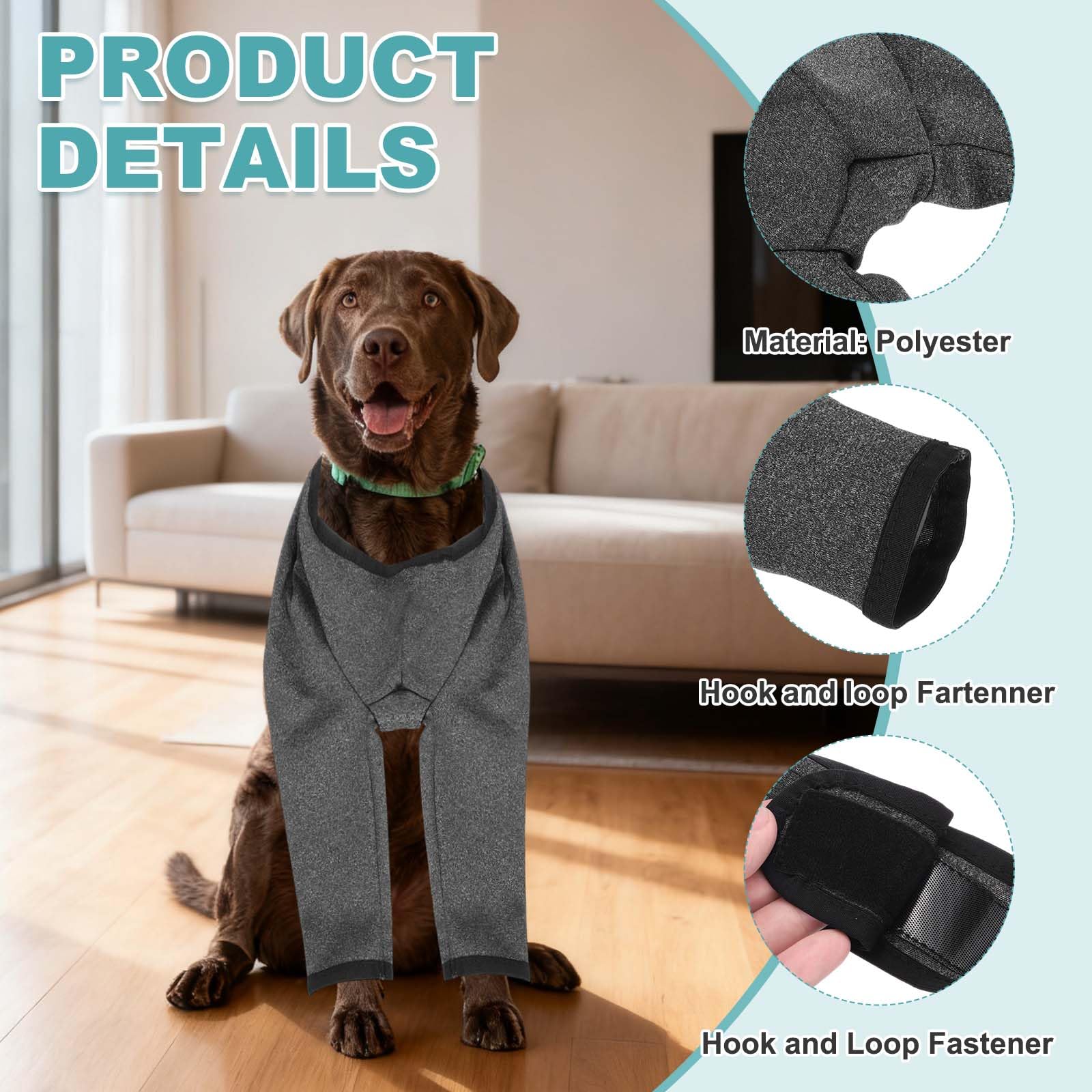 Dog Leg Sleeves, Dog Recovery Suit For Front Legs Pet Sleeves Elbow Protector Brace  For Knee Recovery Prevent Scratching photo 5