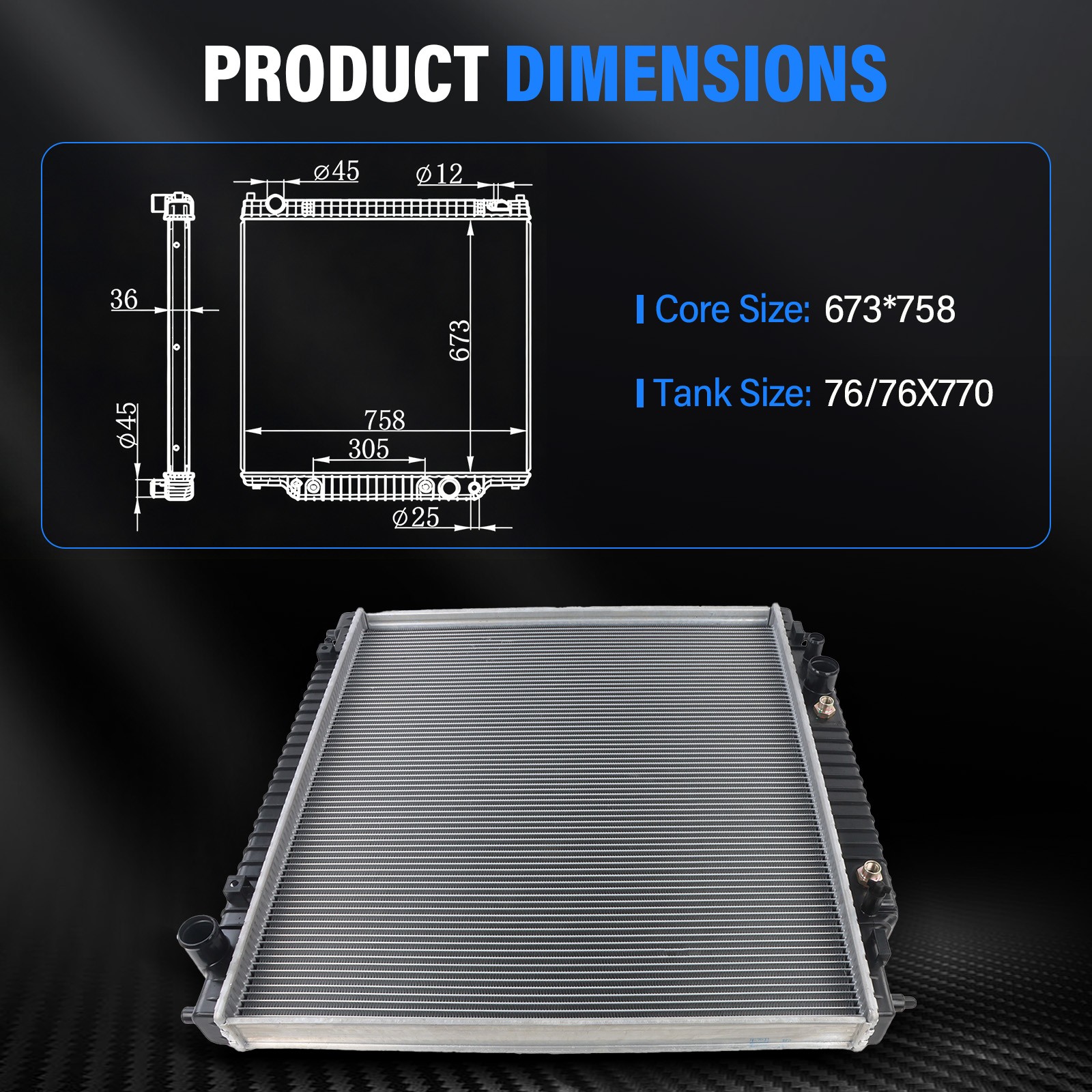 Aluminum Radiator For 1999-2004 Ford F250 F350 F450 F-550 Super Duty 6.8L 7.3L photo 6