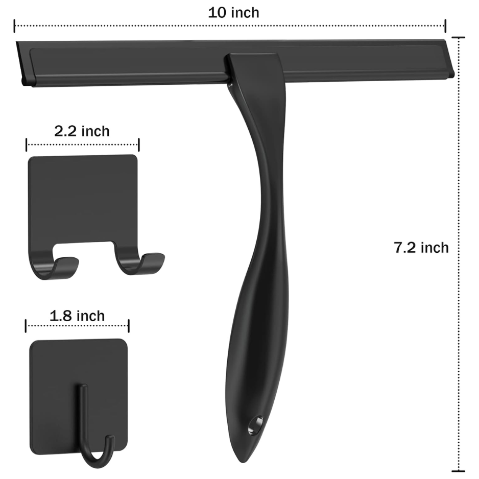 All-Purpose Stainless Steel Shower Squeegee For Shower Glass Door With 2 Adhesive Hooks photo 2