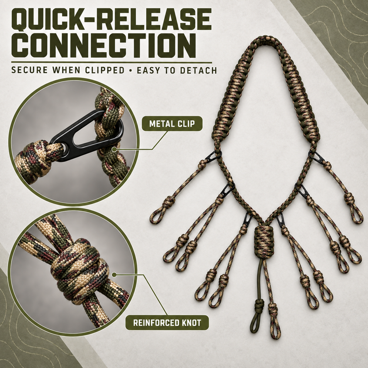 Seven Strand Nylon Durable Duck Call Lanyard Hand Braided Multi Loop Hunting Game Call Holder Duck Goose Waterfowl photo 5