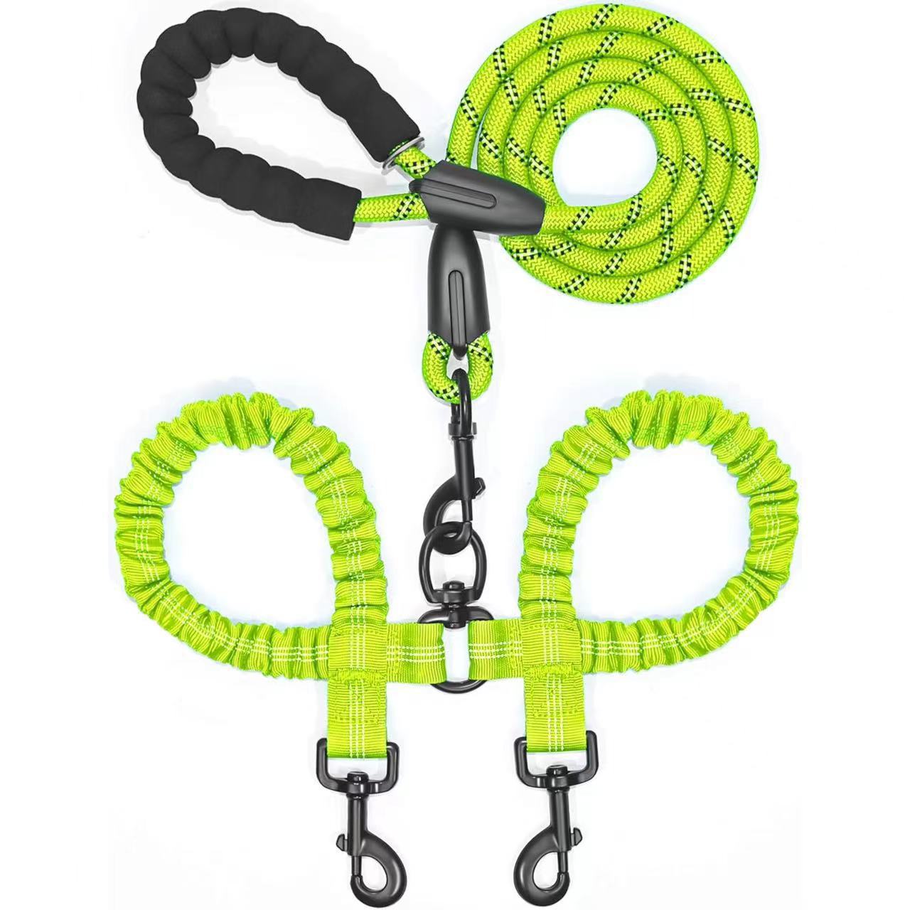 Double Dog Leash,No  Dual Leash,  Swivel  Free Bungee Walking Training For Medium Small Dogs, Shock Absorbing Bungee Reflective For Two Dogs photo 3
