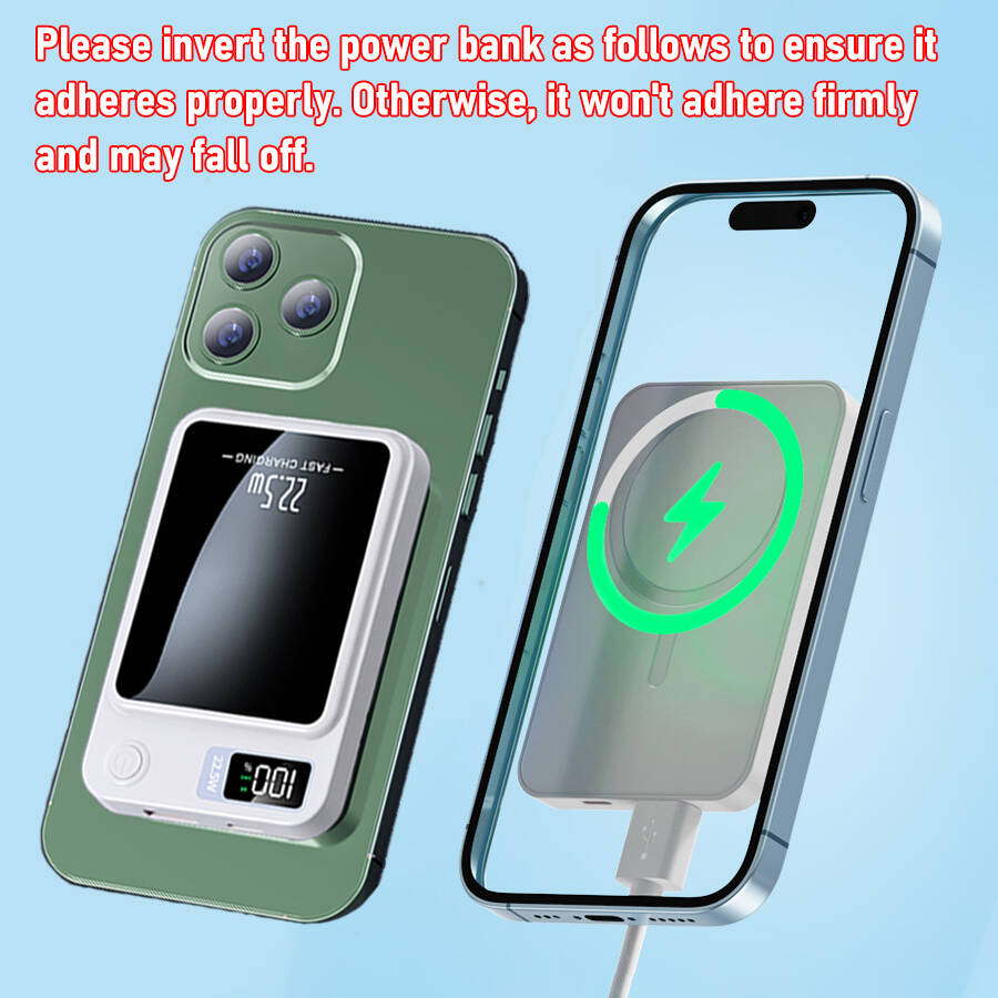 12000mAh Magnetic Wireless Power Bank With LED Display, 22.5W Fast Charging, Portable For Multiple Devices photo 7