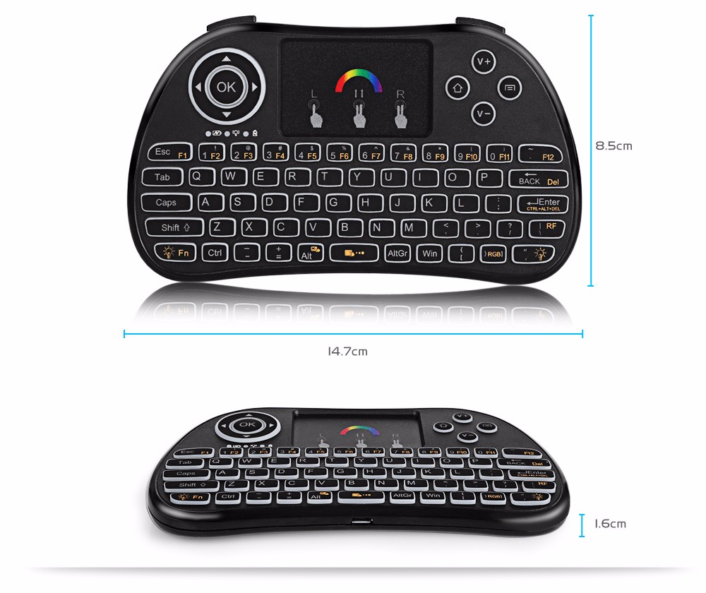 H9 Wireless Backlit Colorful Touch Remote Control Keyboard photo 3