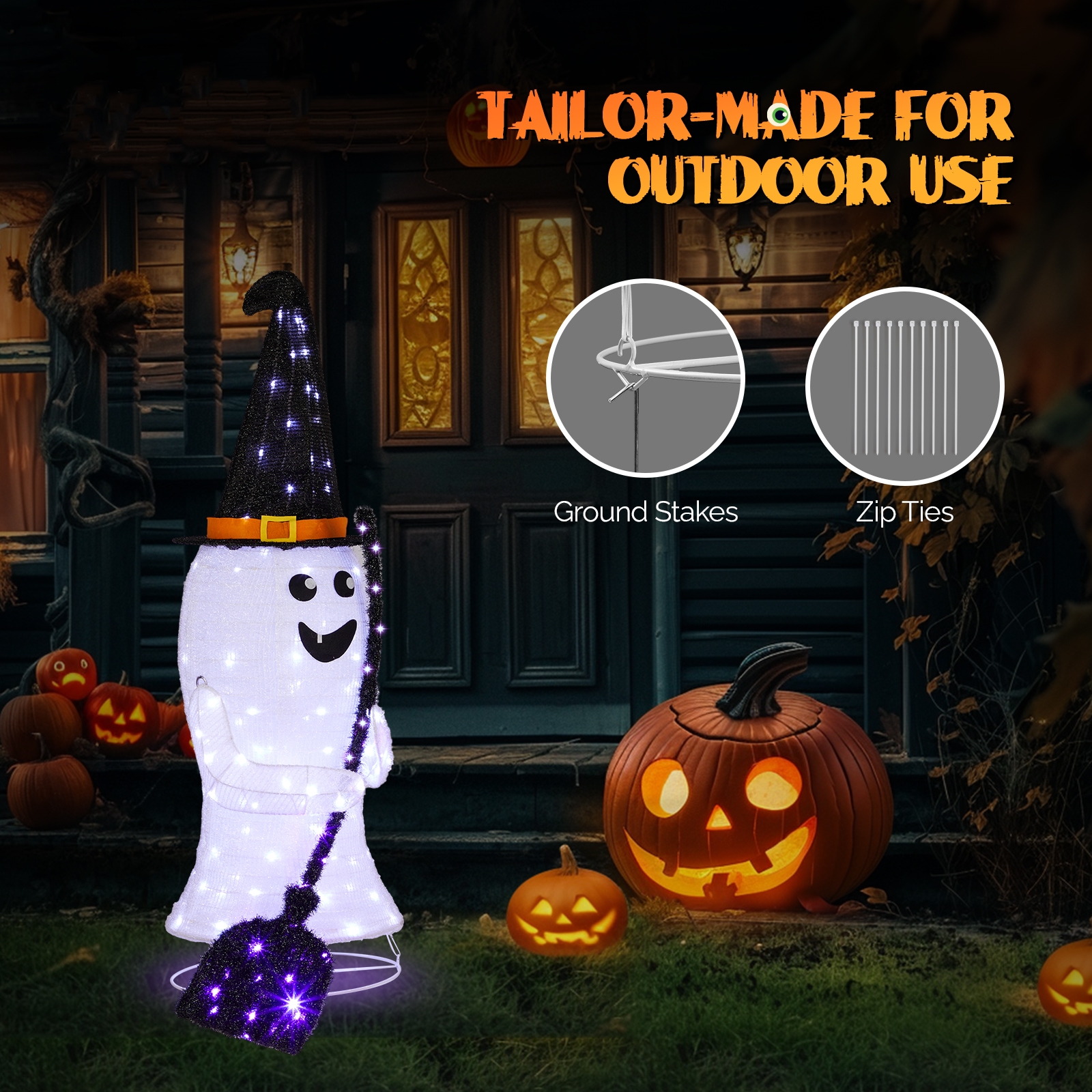 Replace 94400163 4ft  Ghost 1 00LED Lighted Outdoor Halloween Decorations photo 5