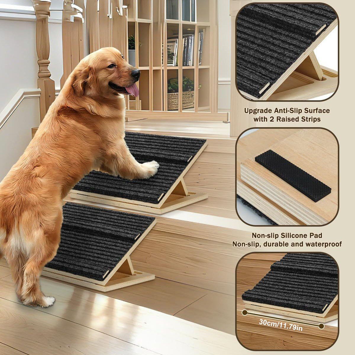 Adjustable Dog Ramp For Stairs With Traction Bars, Portable Pet Ramp For Small Dogs And Cats, Indoor Outdoor Mobility Support photo 2