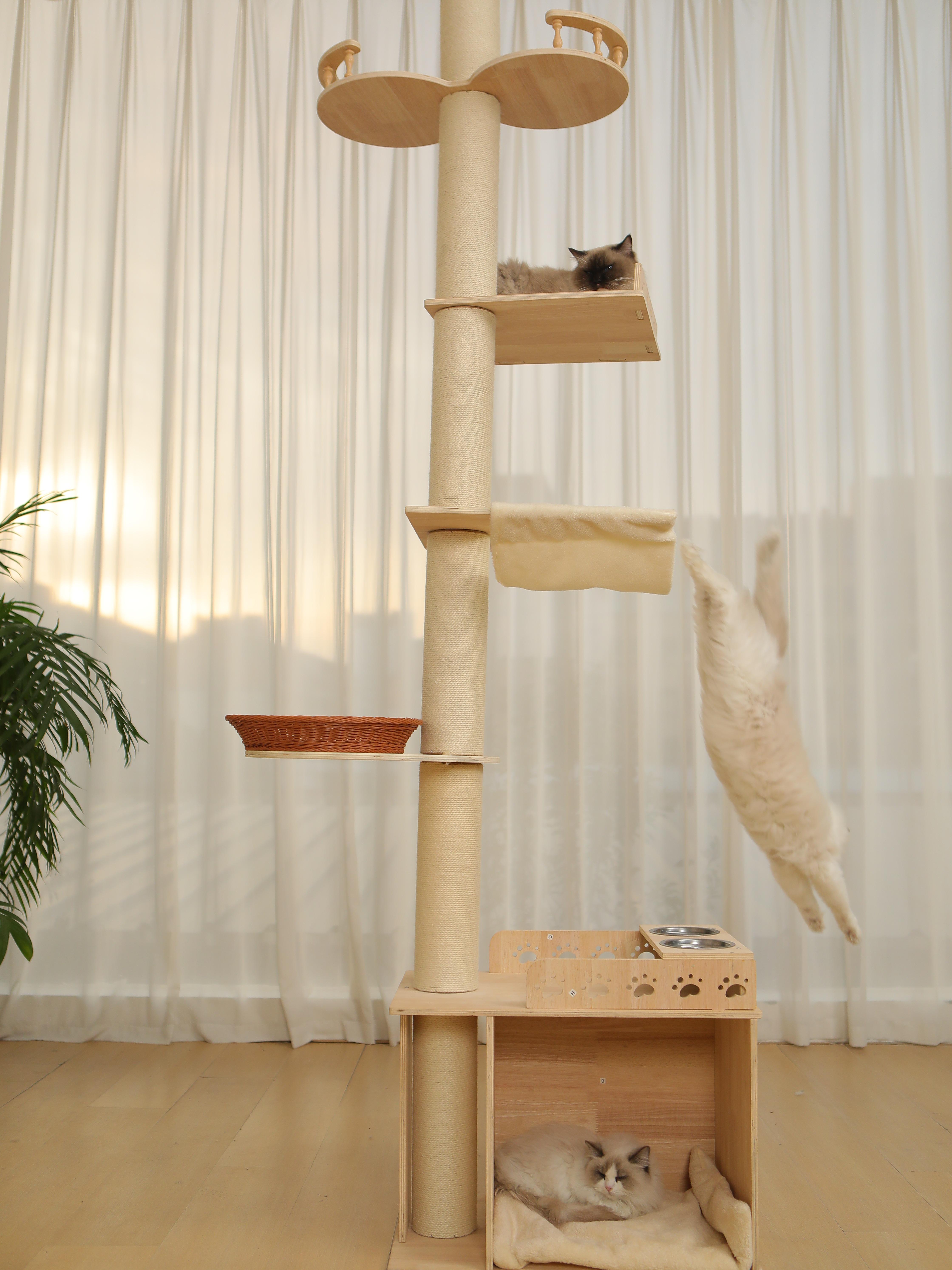 5-Tier Adjustable Cat Tree Tower-Hemp Scratching Post, Perches, Sturdy Indoor-Outdoor Activity Center photo 7