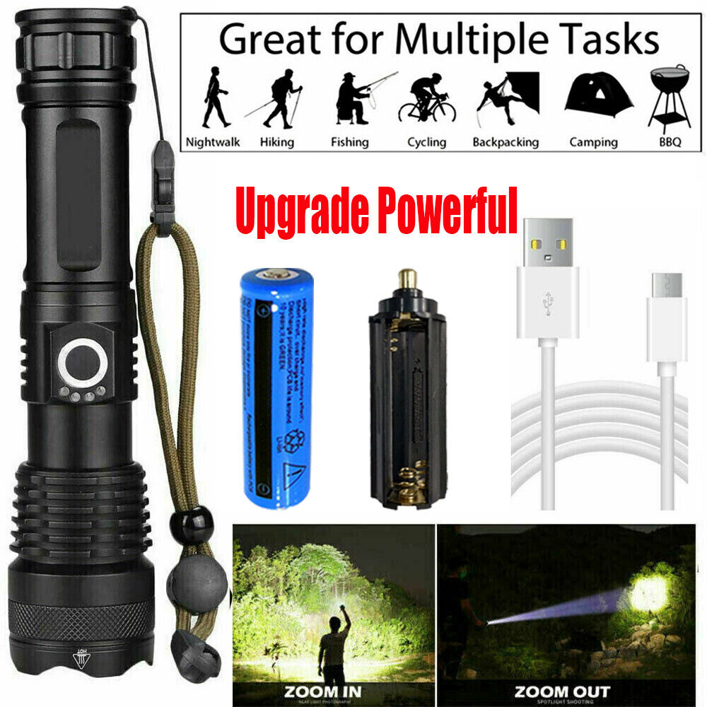 990000lm Rechargeable XHP70 Most Powerful LED Flashlight USB Zoomable Torch Lamp photo 7