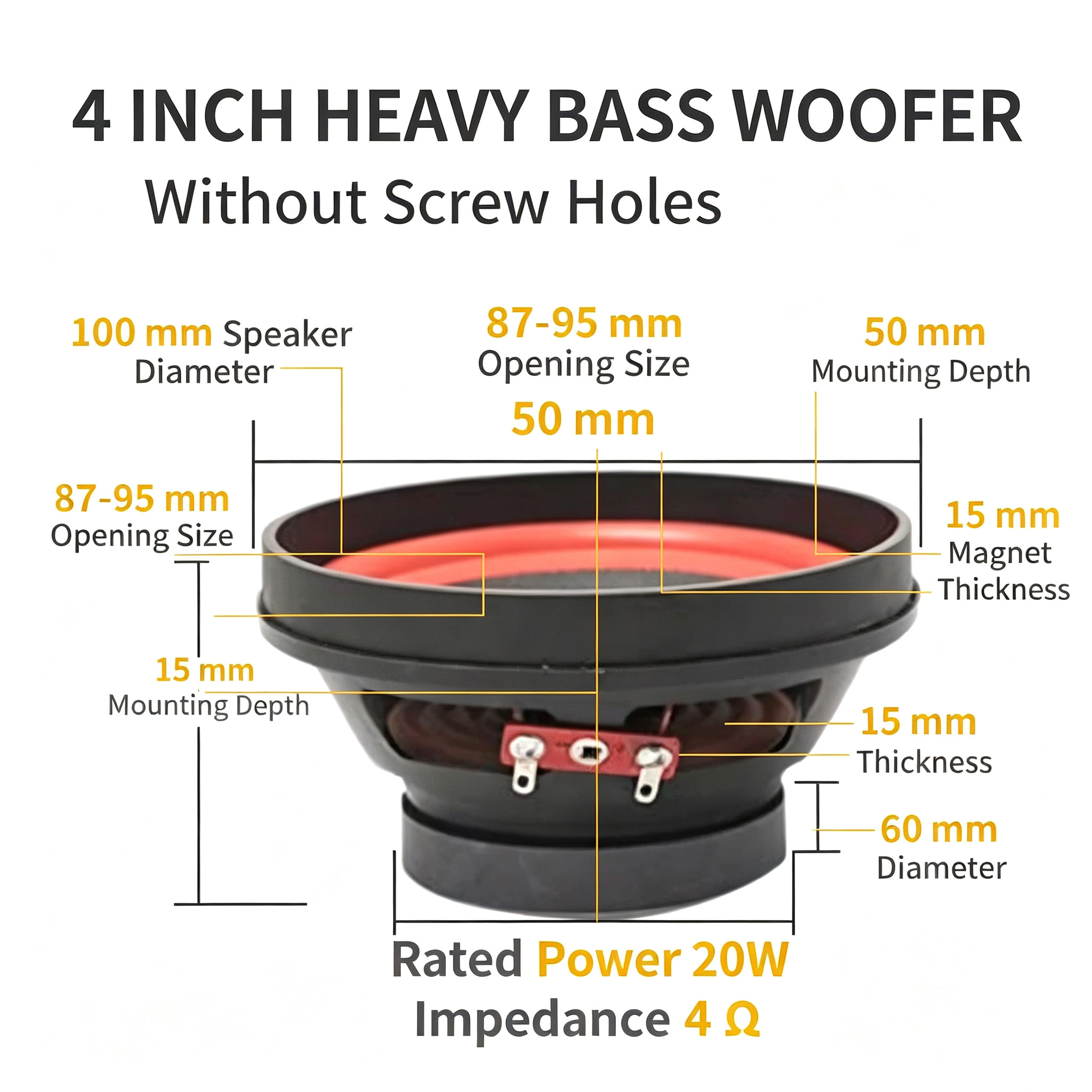 4 5 6.5 8 10 12 Inch Car Subwoofer Speaker  Heavy Bass Audio Loudspeaker For Car Stereo Modification photo 2