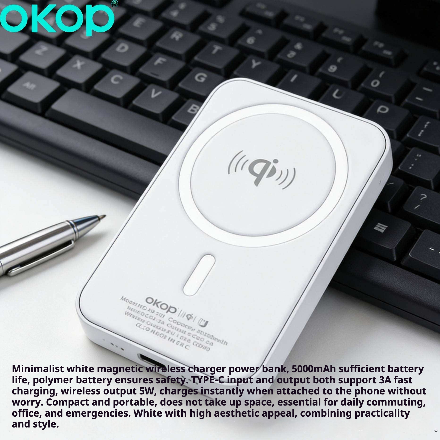 KP-701 Best-selling Wireless Power Bank Fast Charging Magnetic Stable Compact And Portable Factory Direct Stock photo 3