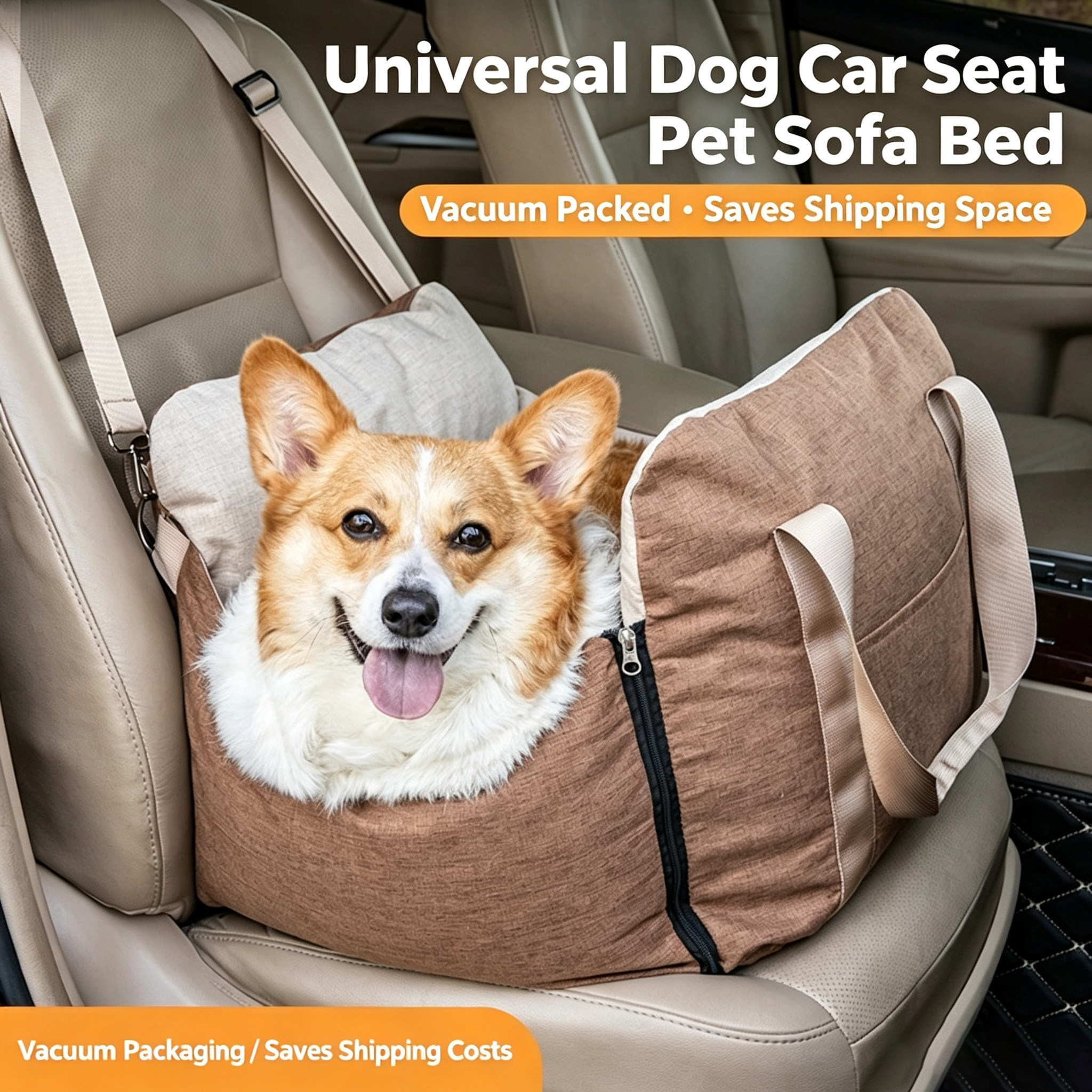 Dog Car Seat Portable Travel Pet Car Bed Safety Carrier Anti Escape Dog Booster Seat For Small Medium Dogs Cats Washable Soft Pet Car Seat With Storage Pocket & Safety Leash photo 1