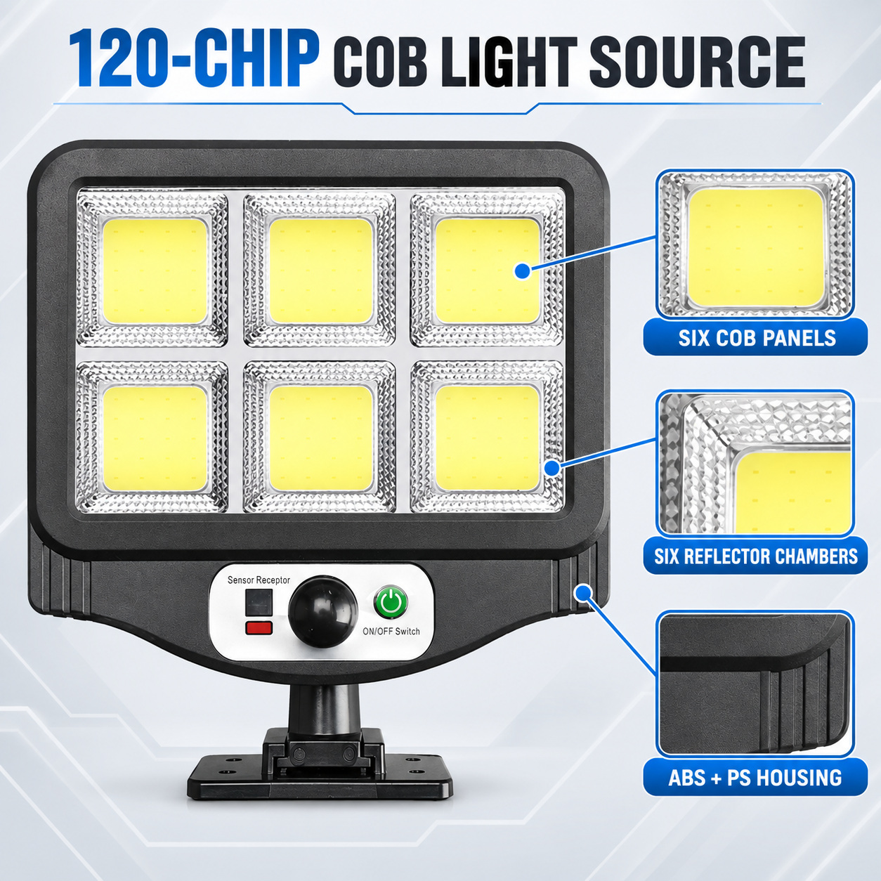 Solar Powered Rechargeable Motion Sensor COB LED Work Light 1500mAh For Auto W781 6 Street photo 6