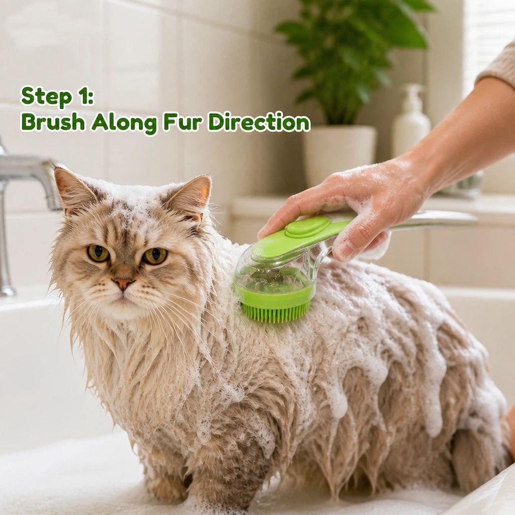 2 Pack Long & Short Handheld Dog Cat Shower Brush With Liquid Dispenser, Soft Silicone Grooming Brush For Pet Bathing & Massage photo 6