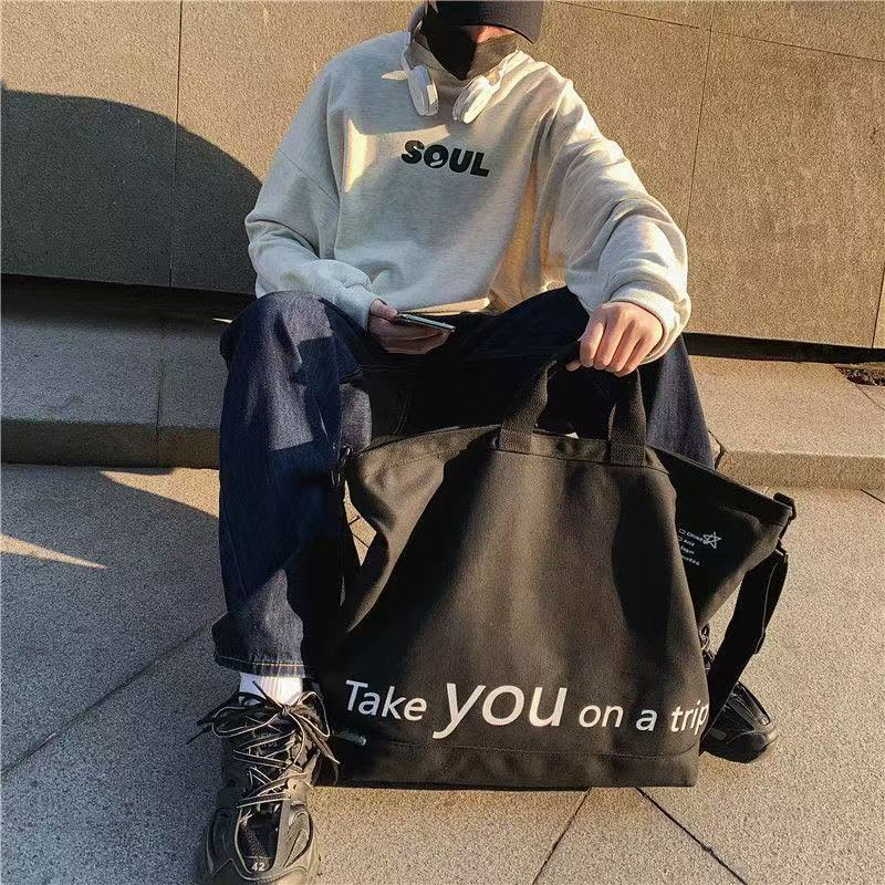 Vintage Canvas Bag Travel Bag Carry-On Luggage Large Capacity Canvas Storage Bag Portable Business Handbag - Black photo 3