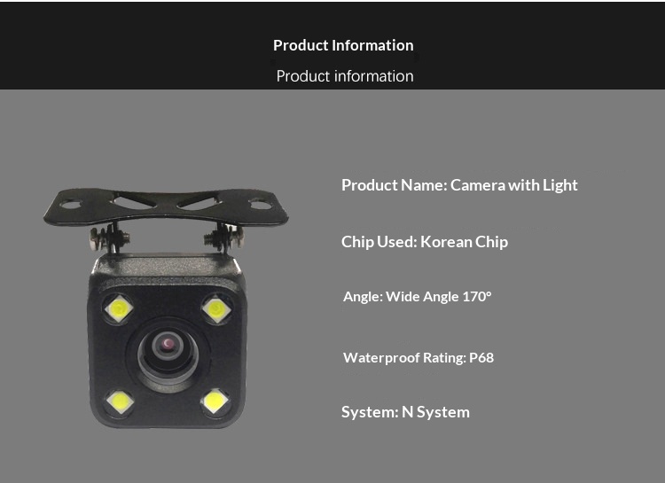 Car Rearview Camera, HD Night Vision CCD, LED 4-Light, Reverse Camera photo 7