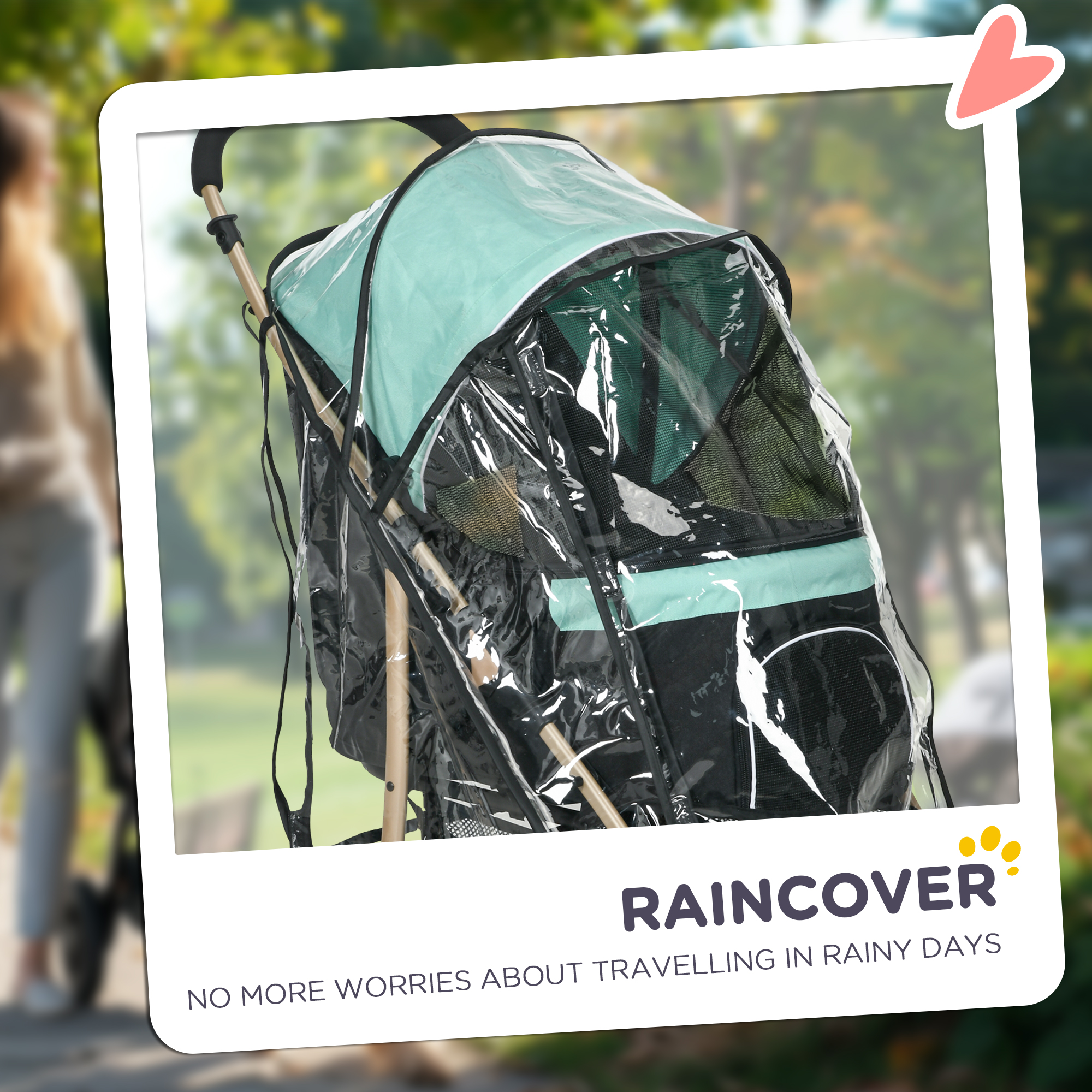Pet Stroller For Small And Miniature Dogs, With Rain Cover - Khaki photo 8