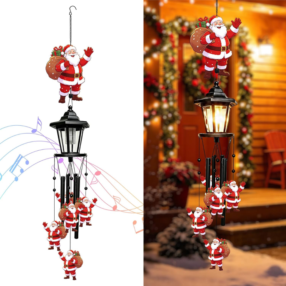 Santa Solar Christmas Wind Chimes, Outdoor Hanging Holiday Decor photo 1