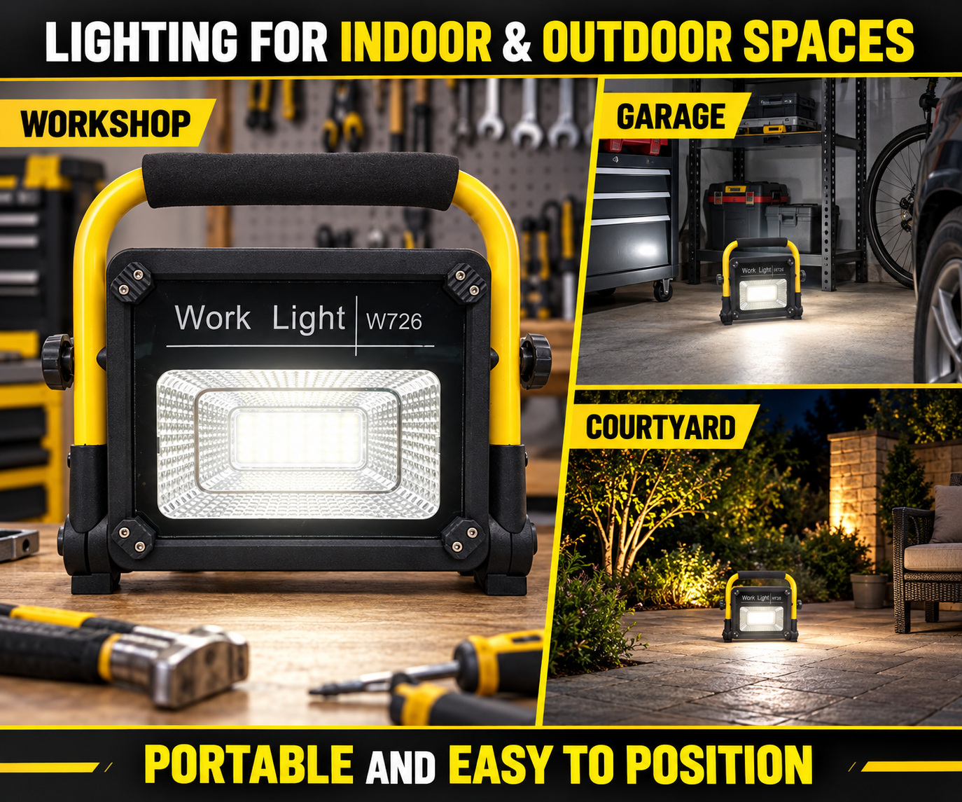 Solar Powered Rechargeable LED Work Light 50W 5000mAh For W726 Street Remote Control Outdoor Road photo 4