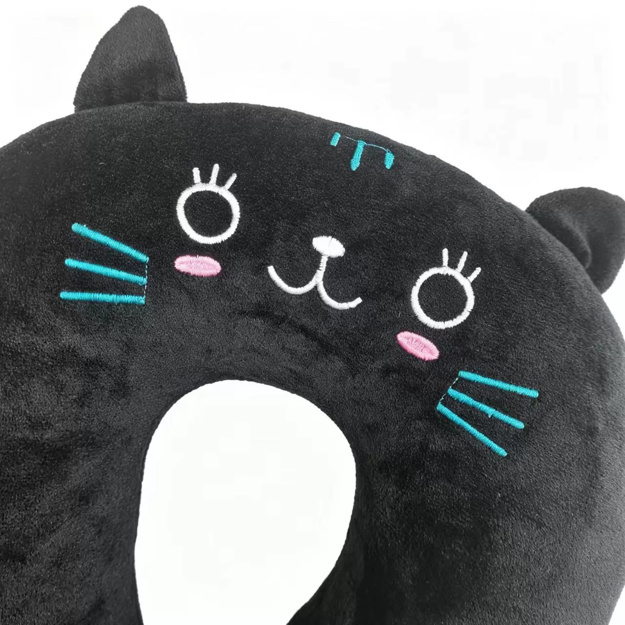 Black Cat U Pillow Plush Neck Support Travel Pillow With Button Closure Cozy Cushion For Car Seat  Home Rest photo 4