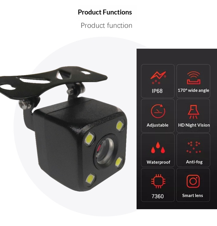 Car Rearview Camera, HD Night Vision CCD, LED 4-Light, Reverse Camera photo 8