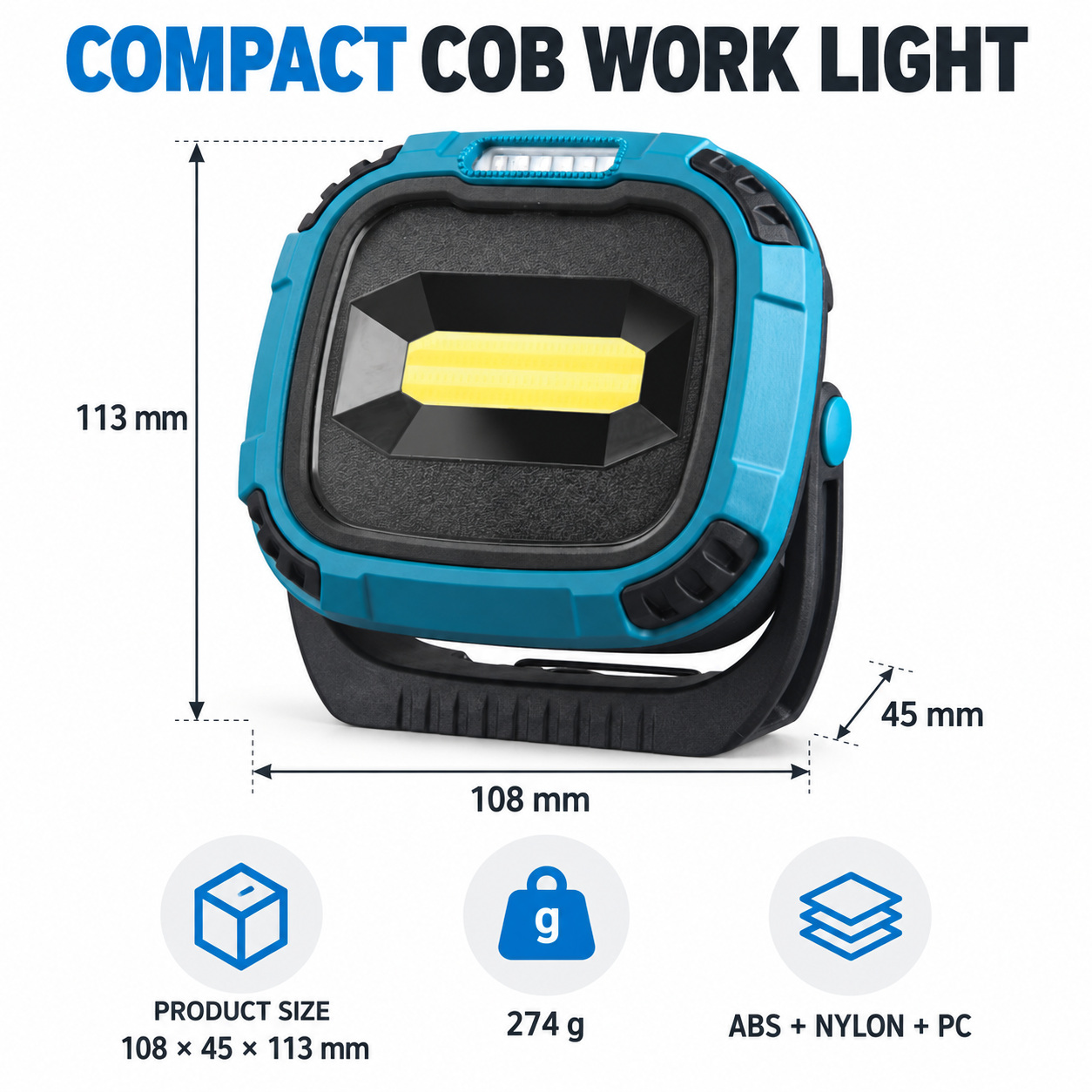 Rechargeable Magnetic Battery Display Type C LED Work Light Base Hanging W895 1 Hook Flood photo 6