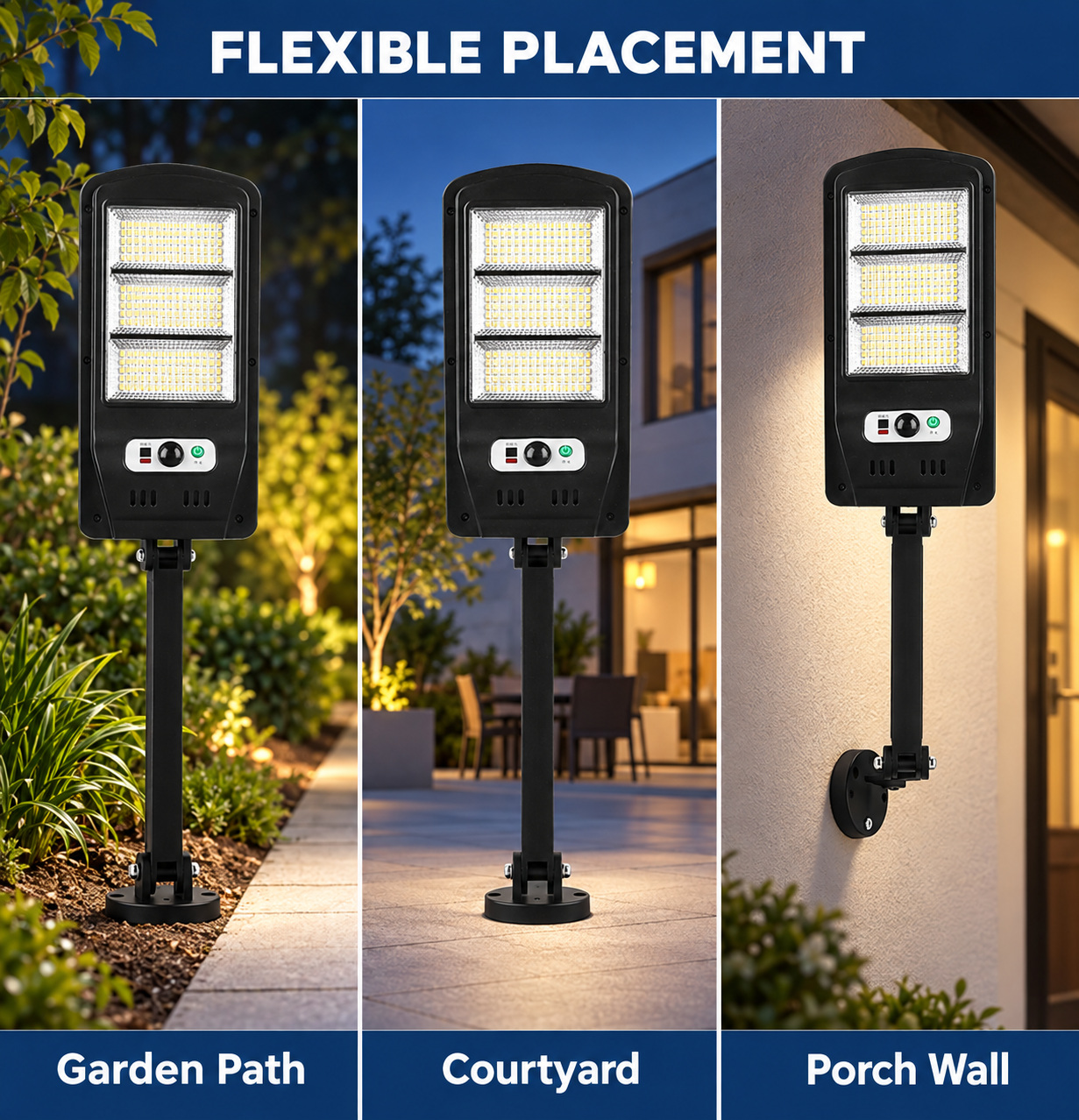 Solar Powered Rechargeable Motion Sensor Waterproof LED Work Light 60W 1500mAh For W755 3 IP65 photo 4