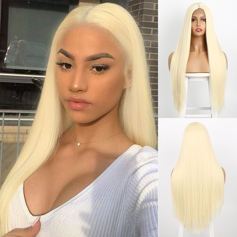 Black Long Straight Center Point Natural And Lifelike Headgear Temperament Non-marking Chemical Fiber photo 6