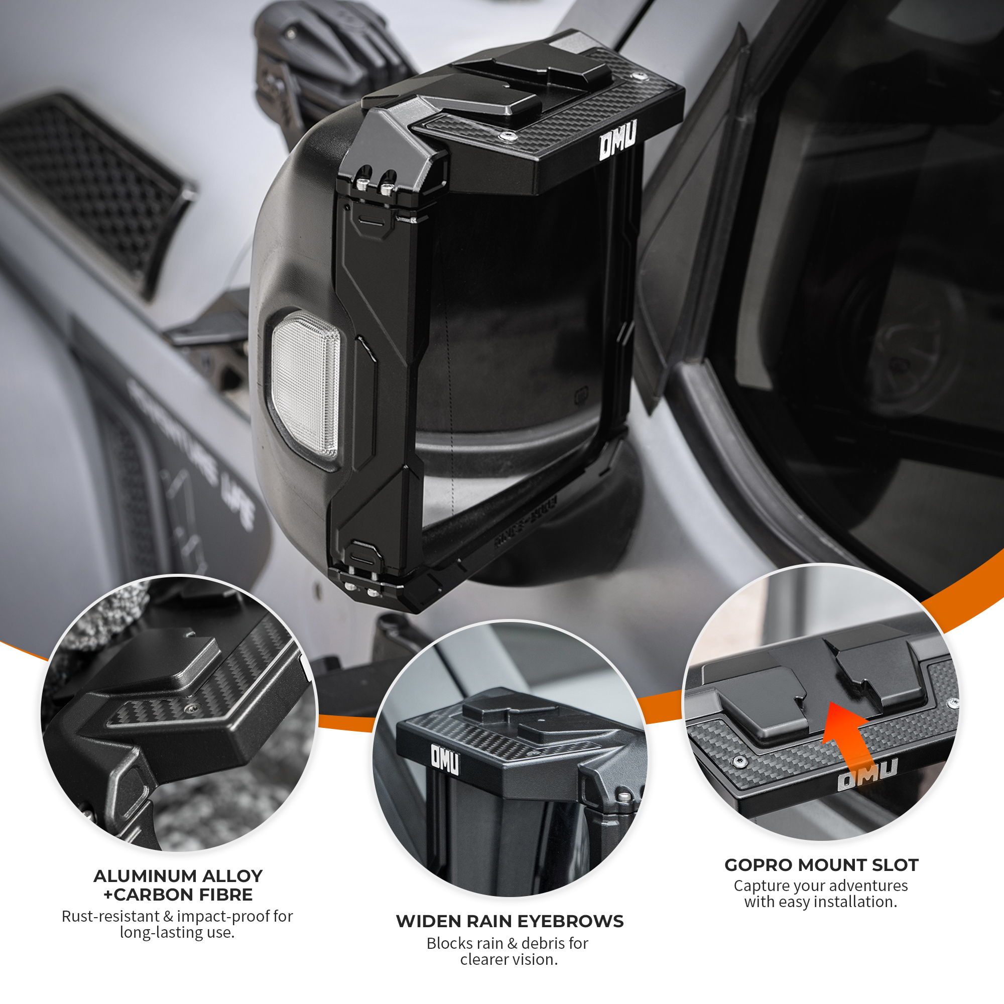 Mirror Rain Shield Frame For 2018-2025 Wrangler JL & 2020-2025Wrangler Gladiator photo 2