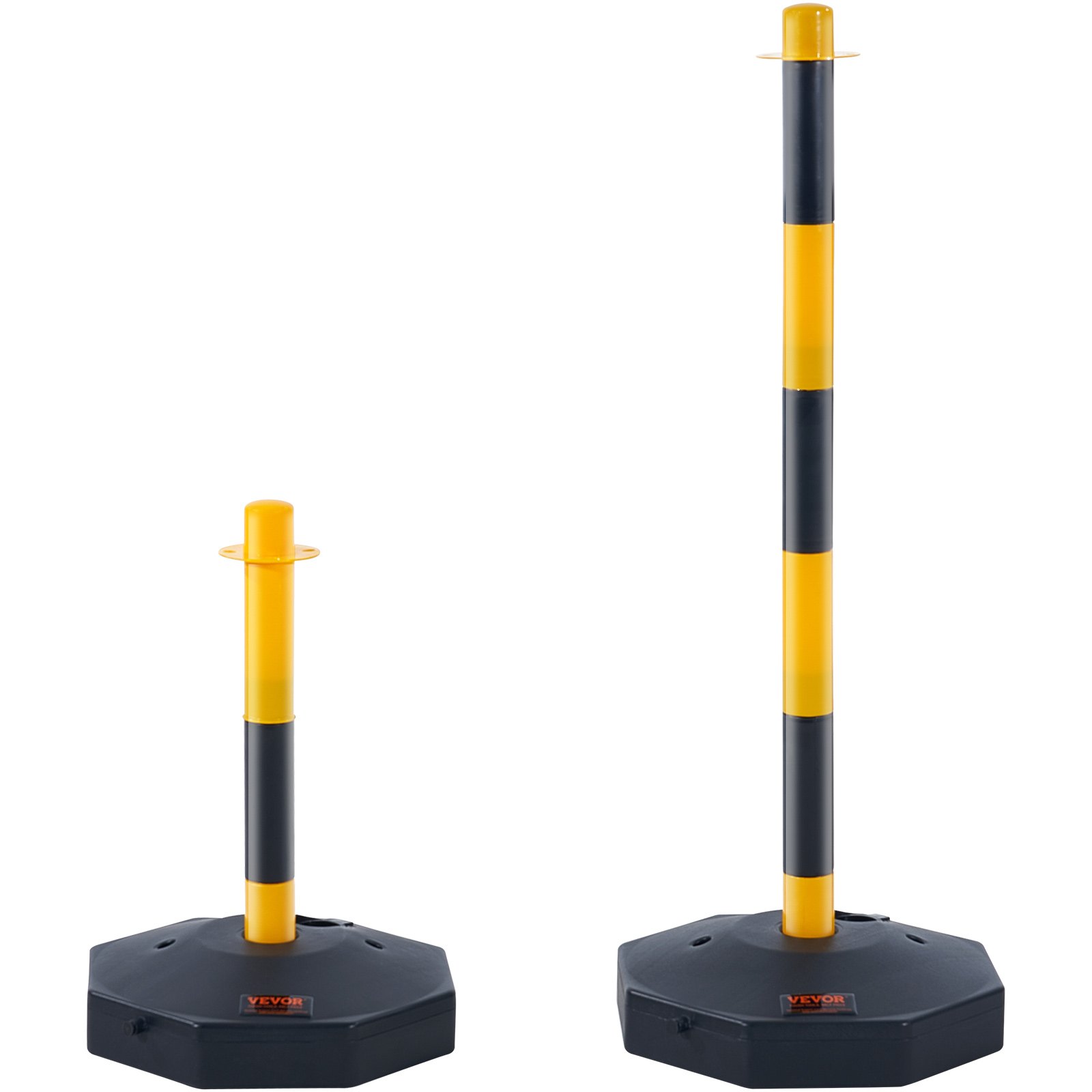Adjustable Traffic Delineator Post Cones, 6 Pack, Traffic Safety Delineator Barrier With Fillable Base 2.44 M Chain, For Traffic Control Warning Parking Lot Construction Caution Roads, Yellow & Black photo 2