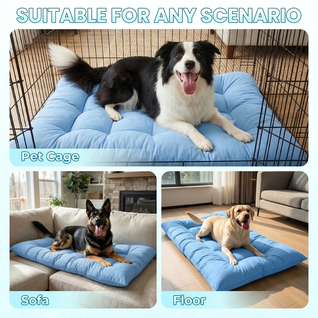 Extra-Large Cooling Dog Sofa Bed, Ultra-Soft Plush Pet Mat With 8 Compartments And Non-Slip Bottom, Thick Polyester Dog Bed For Large Dogs photo 3