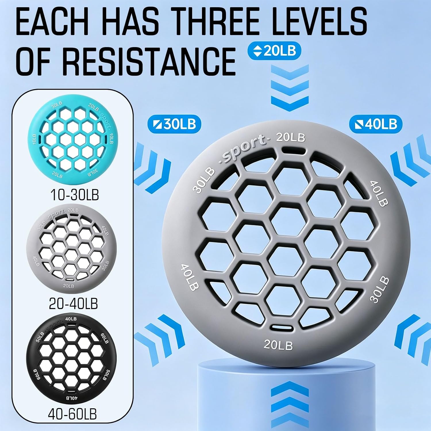 Honeycomb Adjustable Silicone Hand Exerciser & Grip Strengthener Rings, 10-60 LB Finger Exerciser & Grip Ball For Hand Strengthening, Rehabilitation, And Fitness Training photo 4