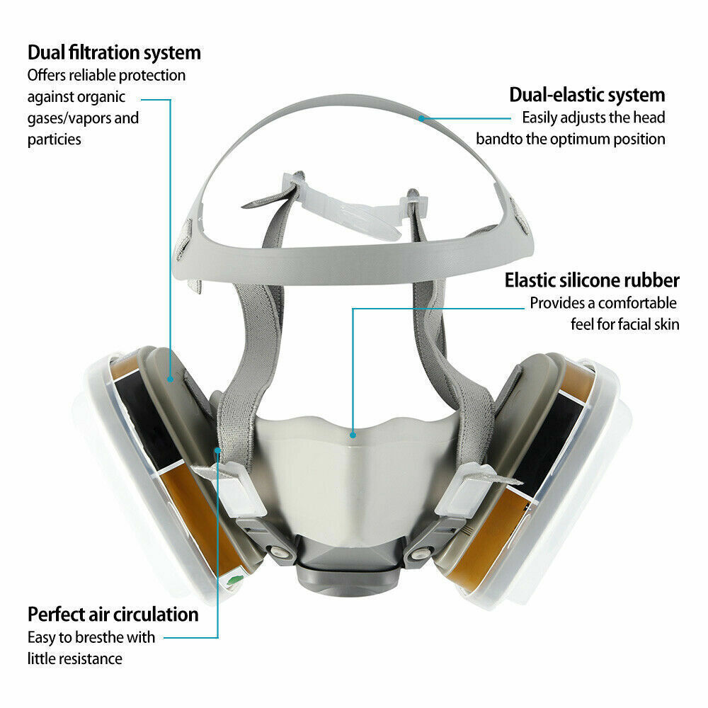 17 In 1 Full Face Mask 6200 Gas Mask Facepiece Spray Respirator Filter Chemical photo 5
