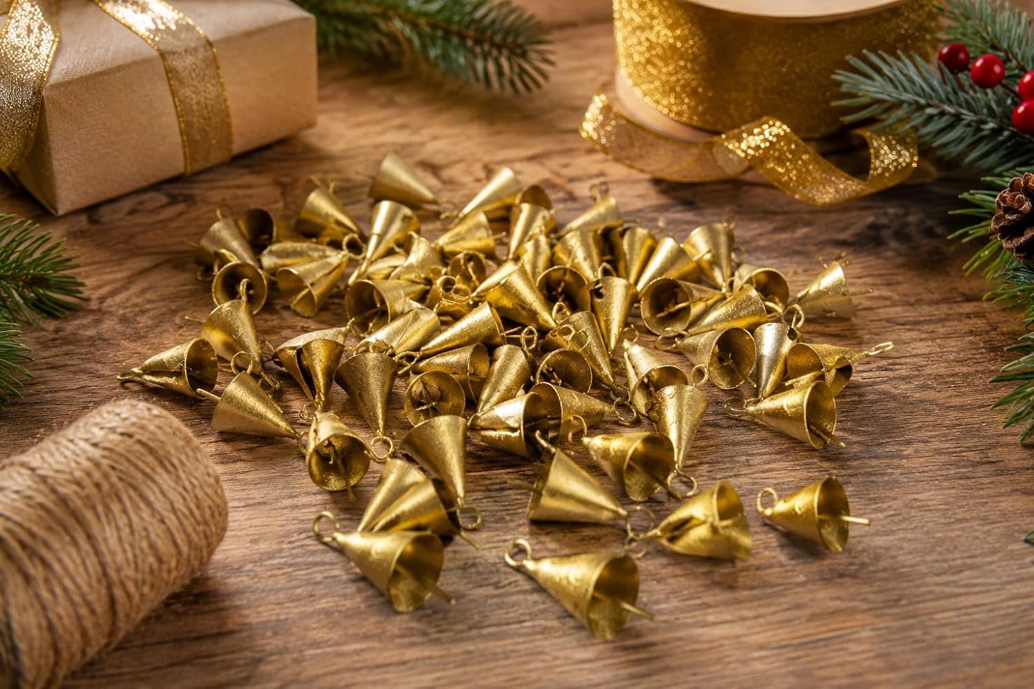 50-Piece Mini 2.5cm Vintage Jingle Bells Rustic Tin Bells For Christmas Tree Crafts And Holiday Decor photo 5